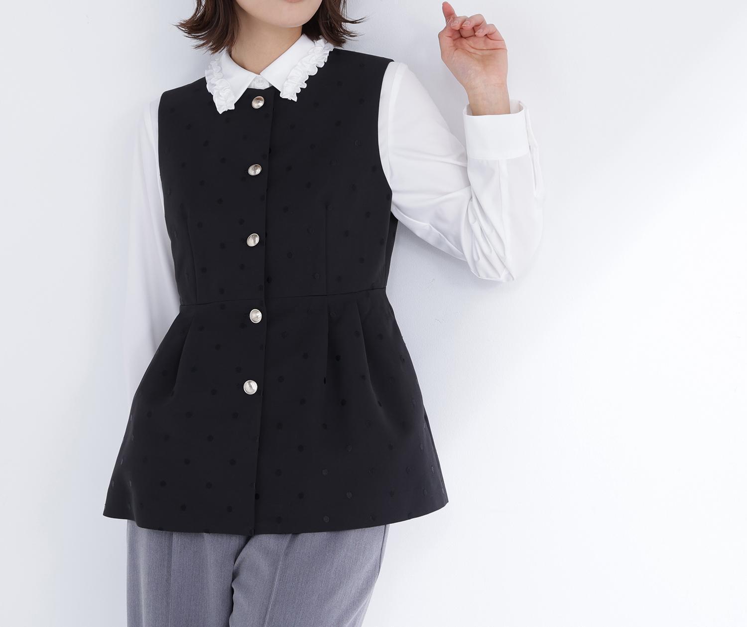 ドットペプラムジレ ブラック