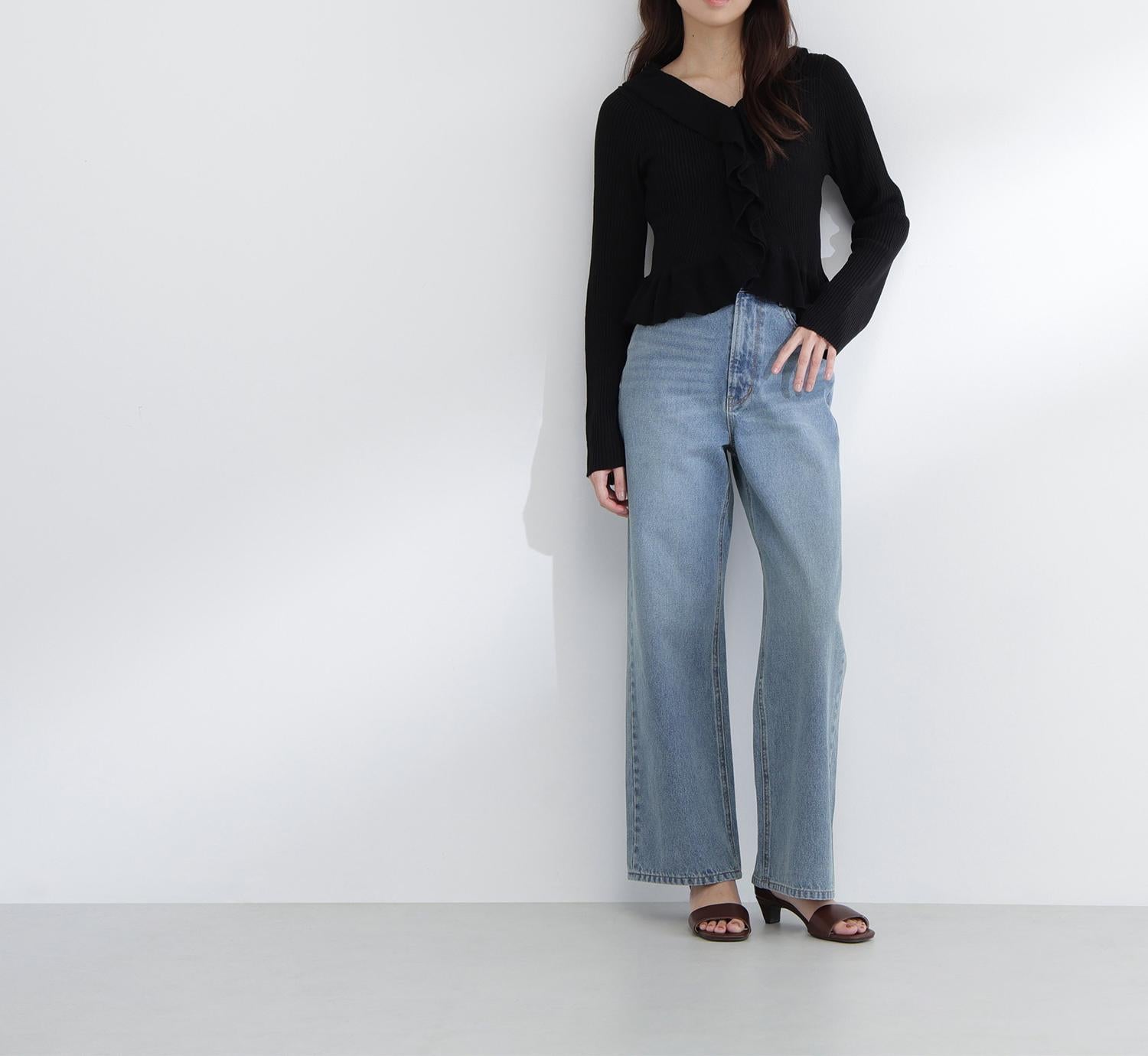 フリルトリムカーディガン ブラック