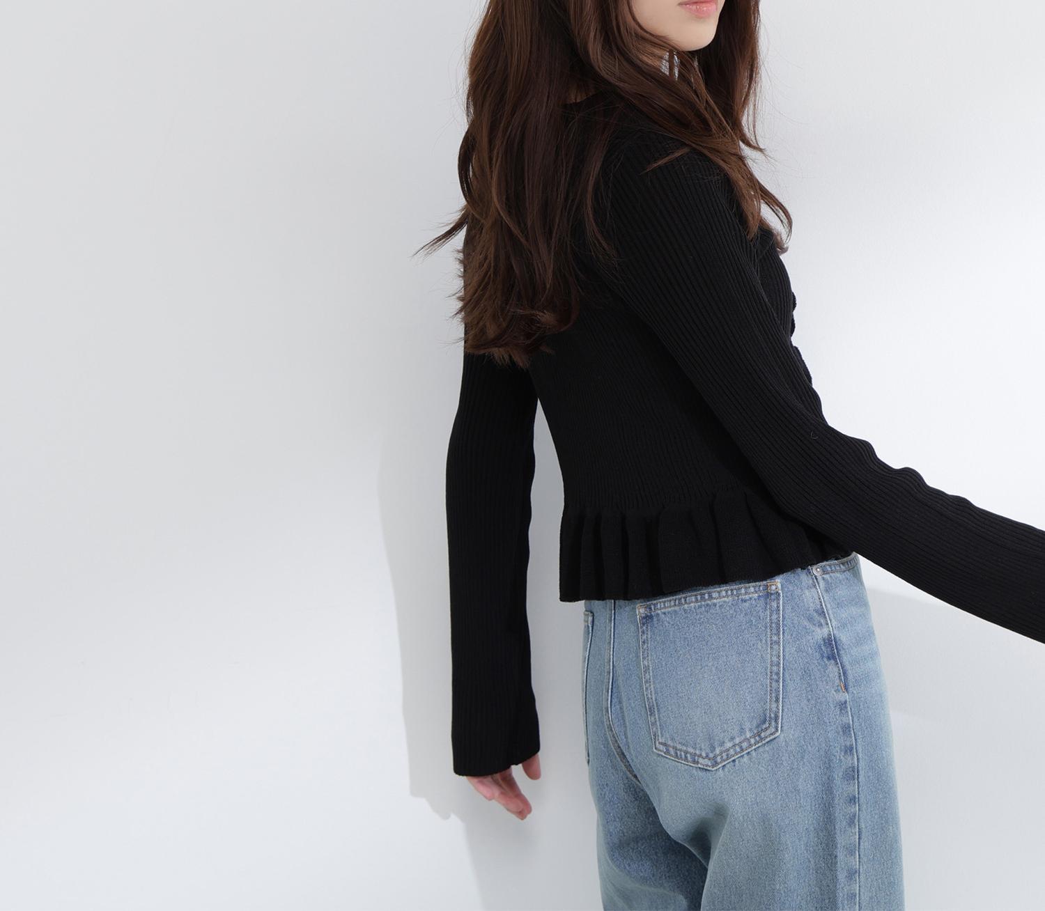 フリルトリムカーディガン ブラック