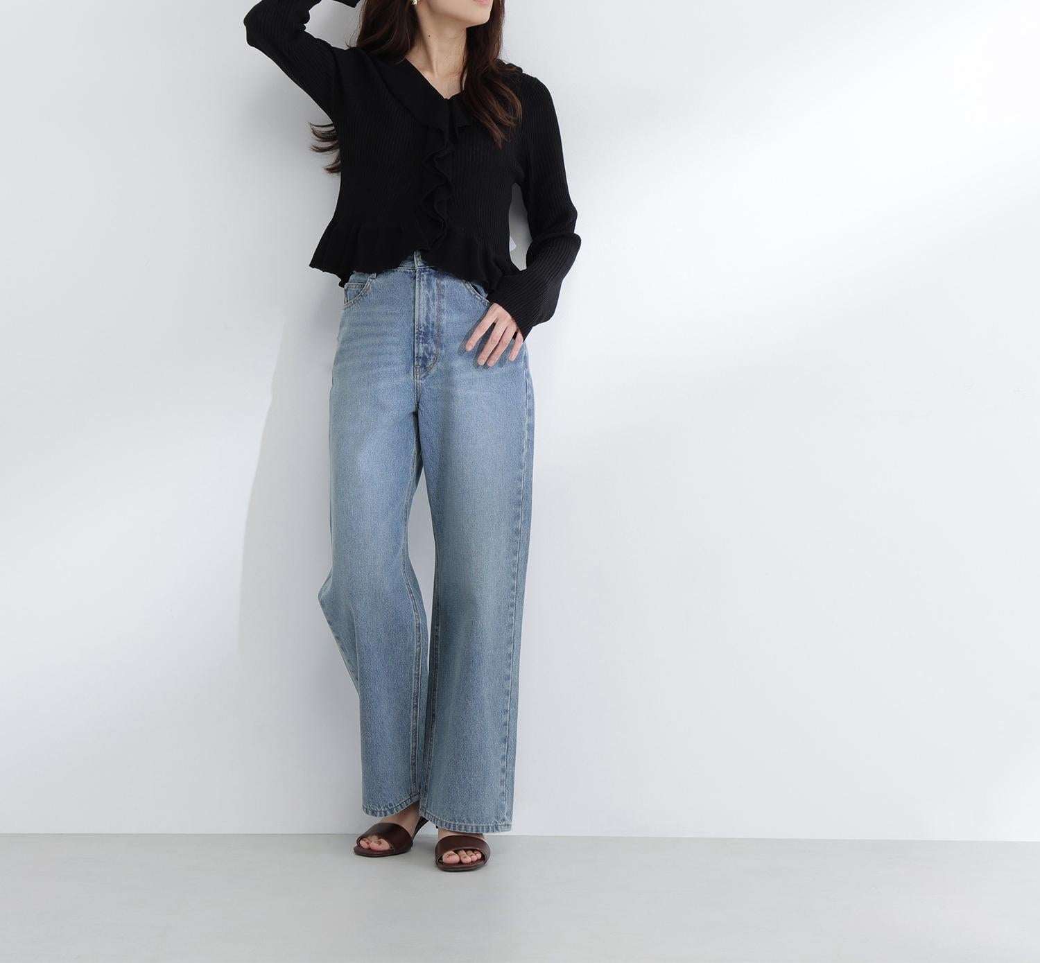 フリルトリムカーディガン ブラック