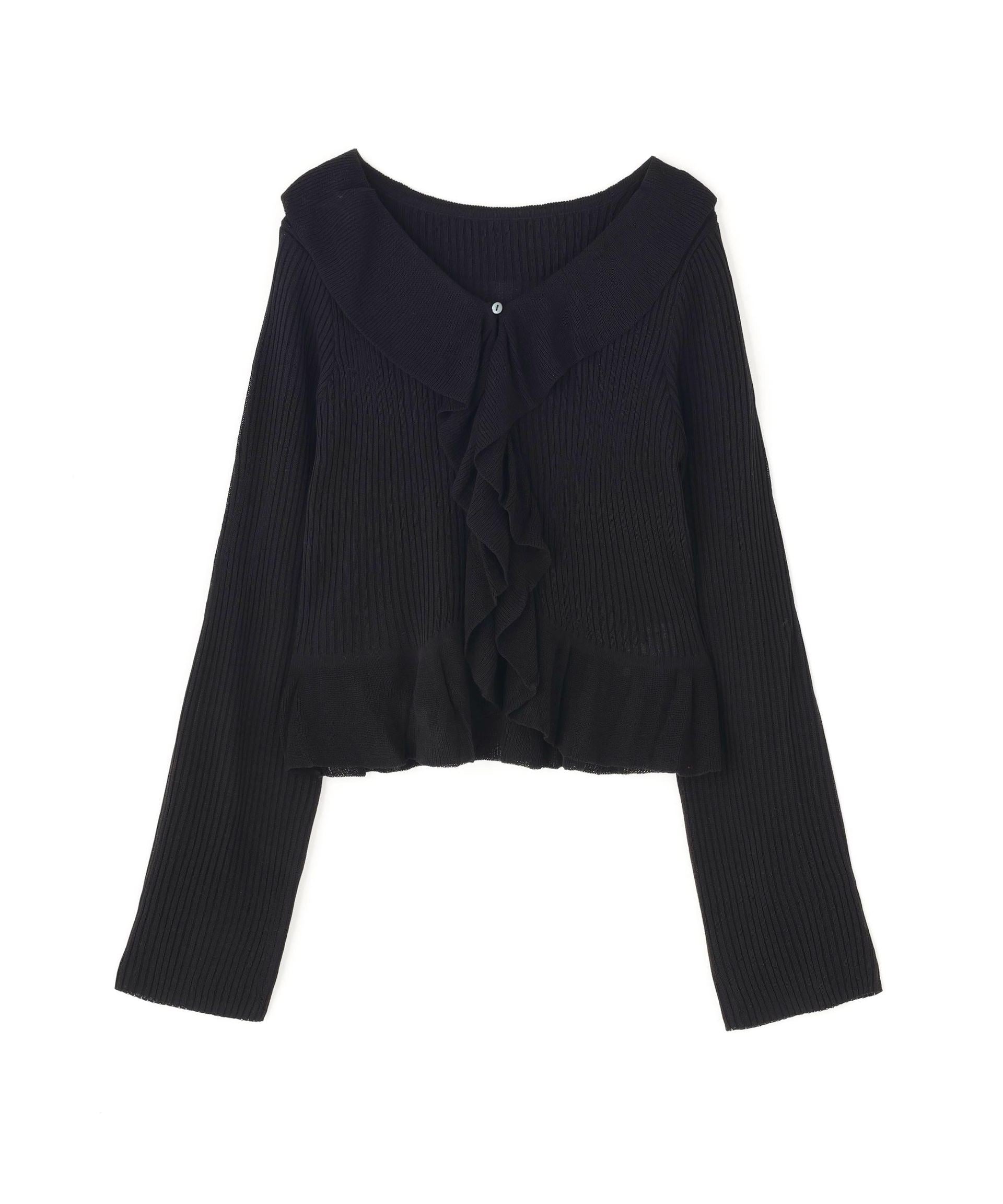 フリルトリムカーディガン ブラック