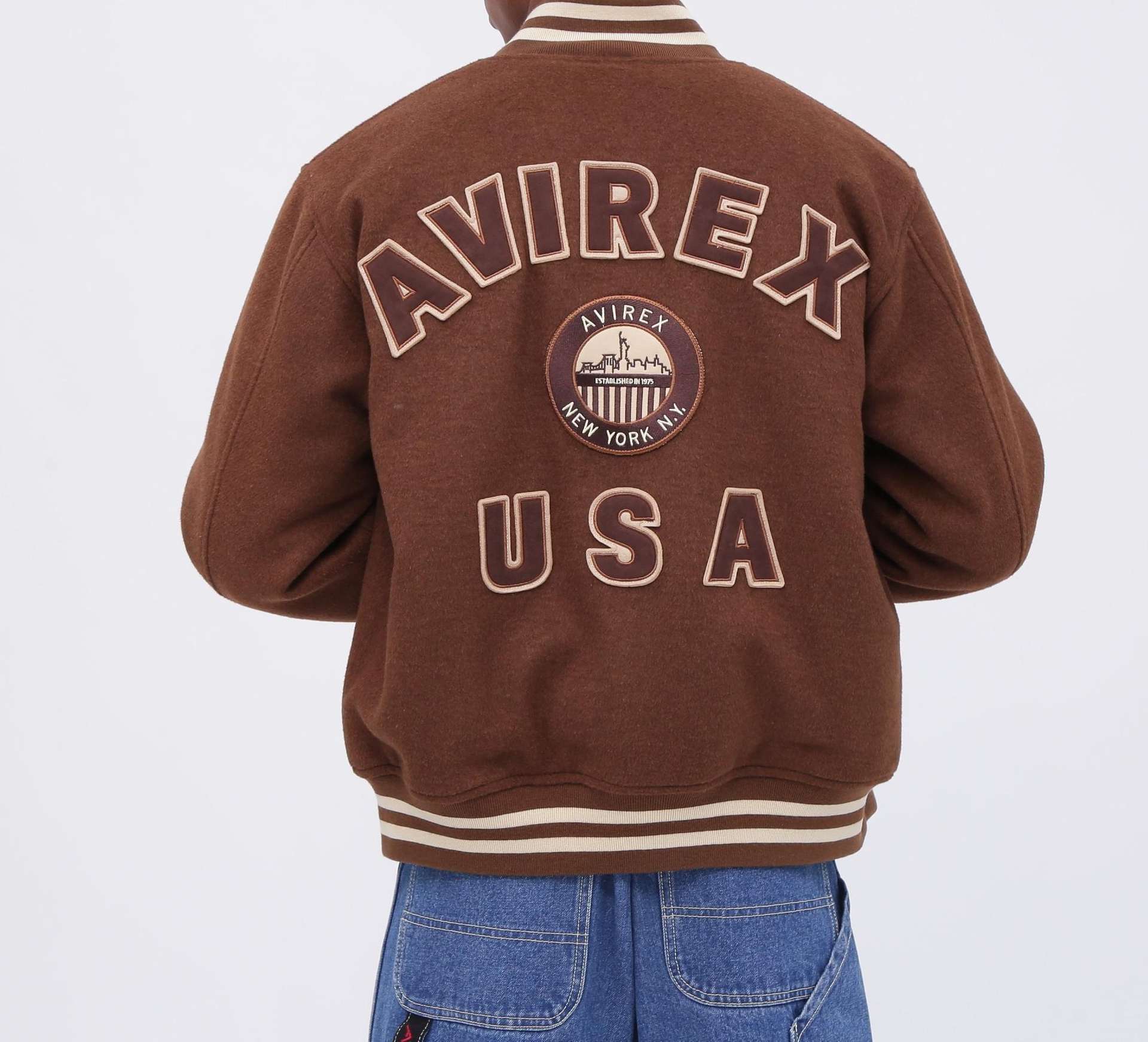 WOOL MOSSA VA>SITY JACKET / ウールモッサ バーシティ ジャケット ブラウン