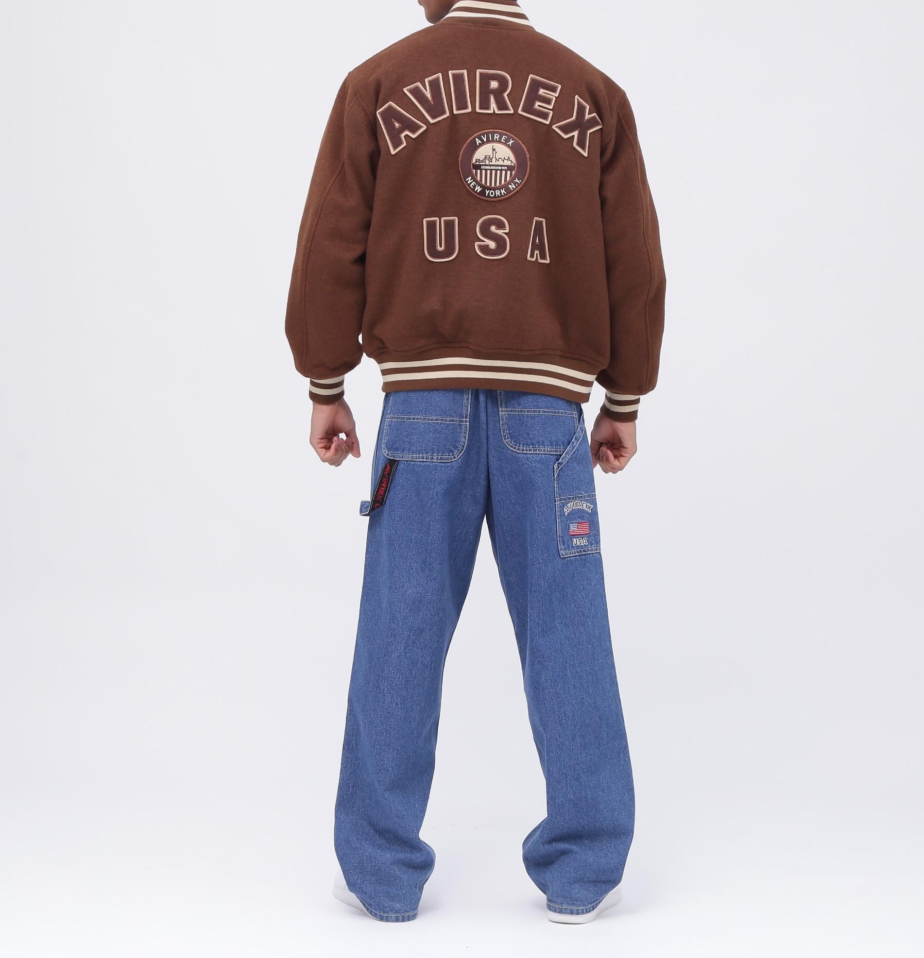 WOOL MOSSA VA>SITY JACKET / ウールモッサ バーシティ ジャケット ブラウン