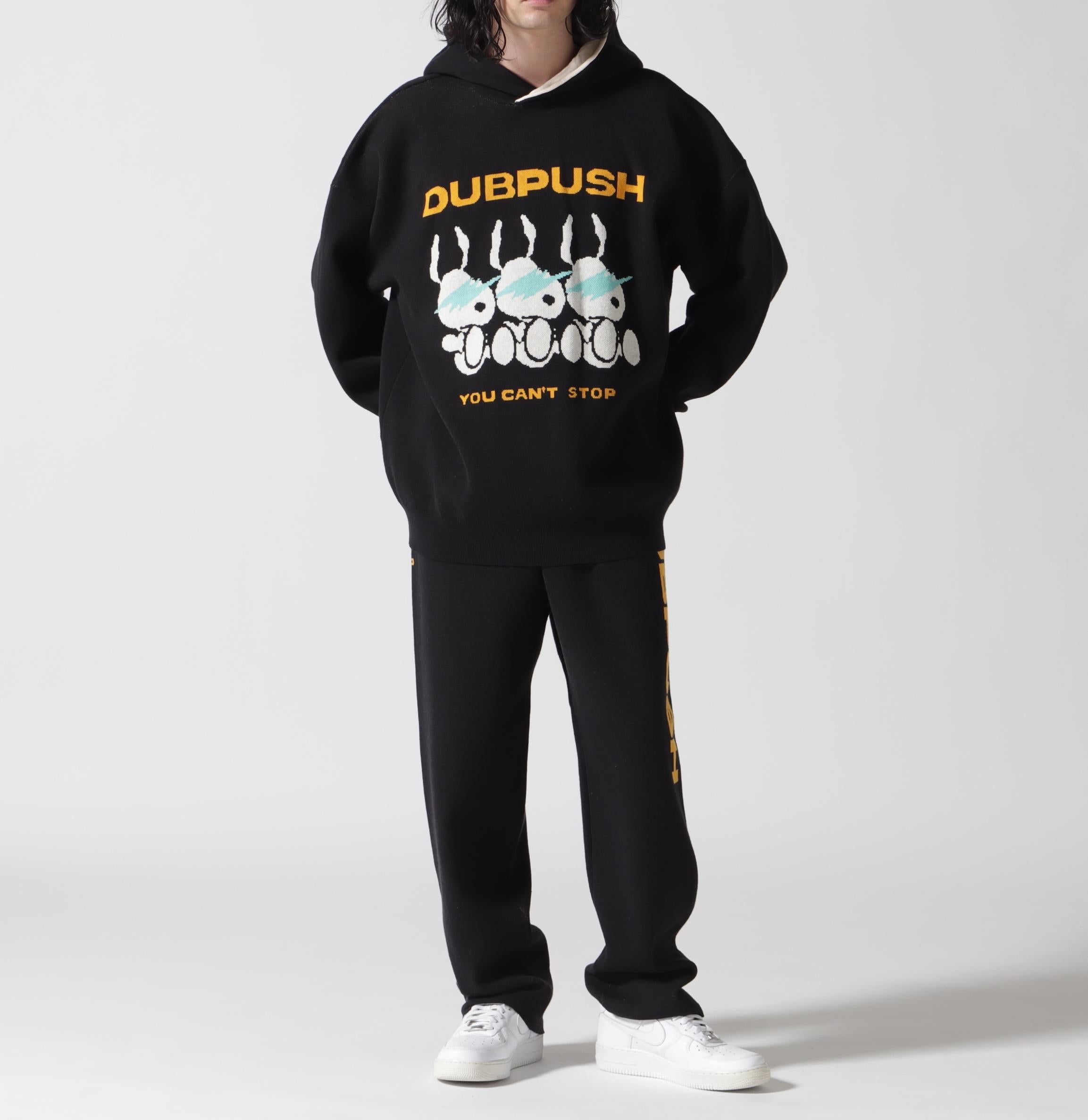 TAIN DOURLE PUSH/タインダブルプッシュ/Exc. KNIT HOODIE ブラック