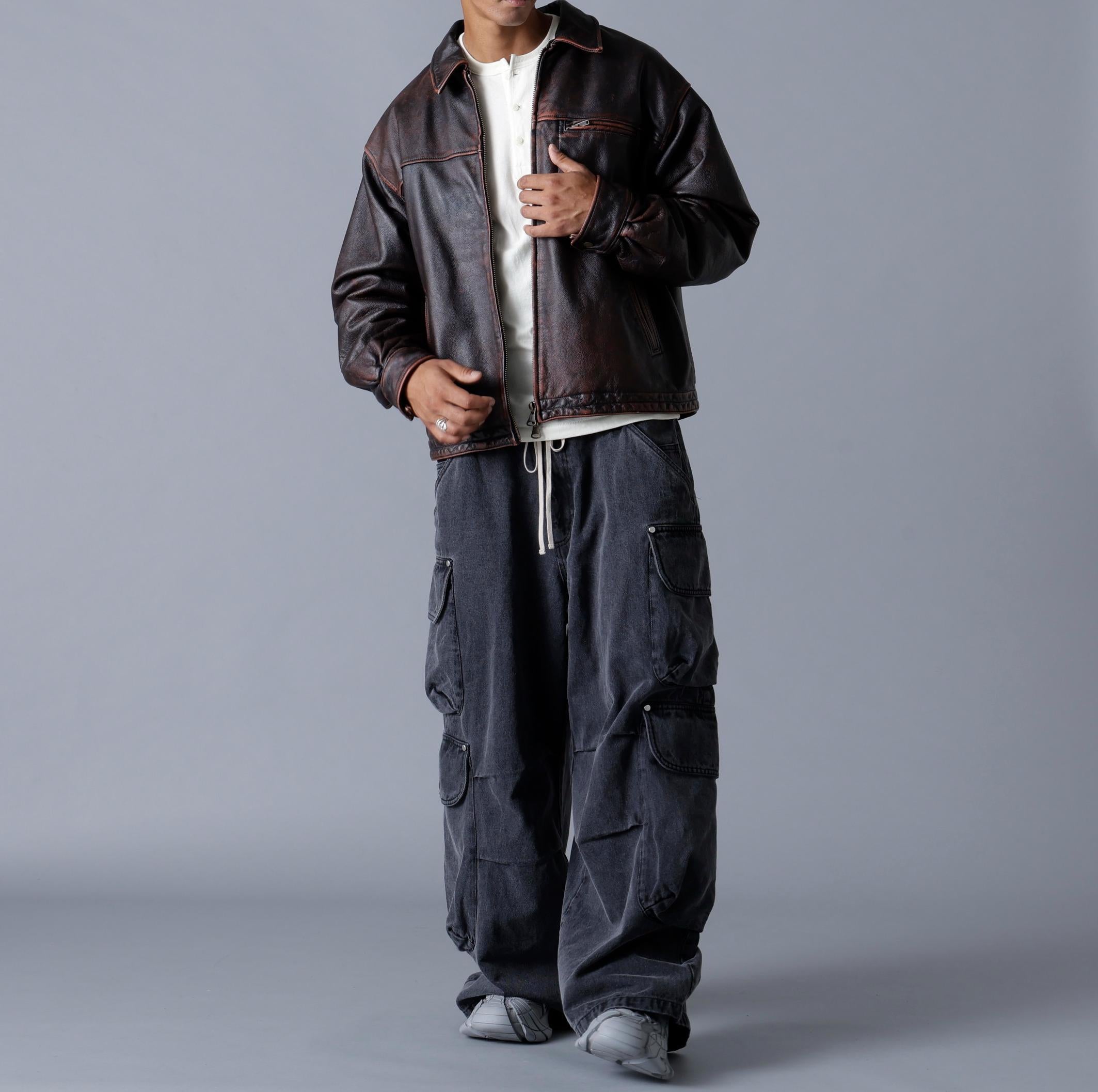 DankeSchon/ダンケシェーン/12OZ CHEMICAL DENIM CARGO PANTS ブラック