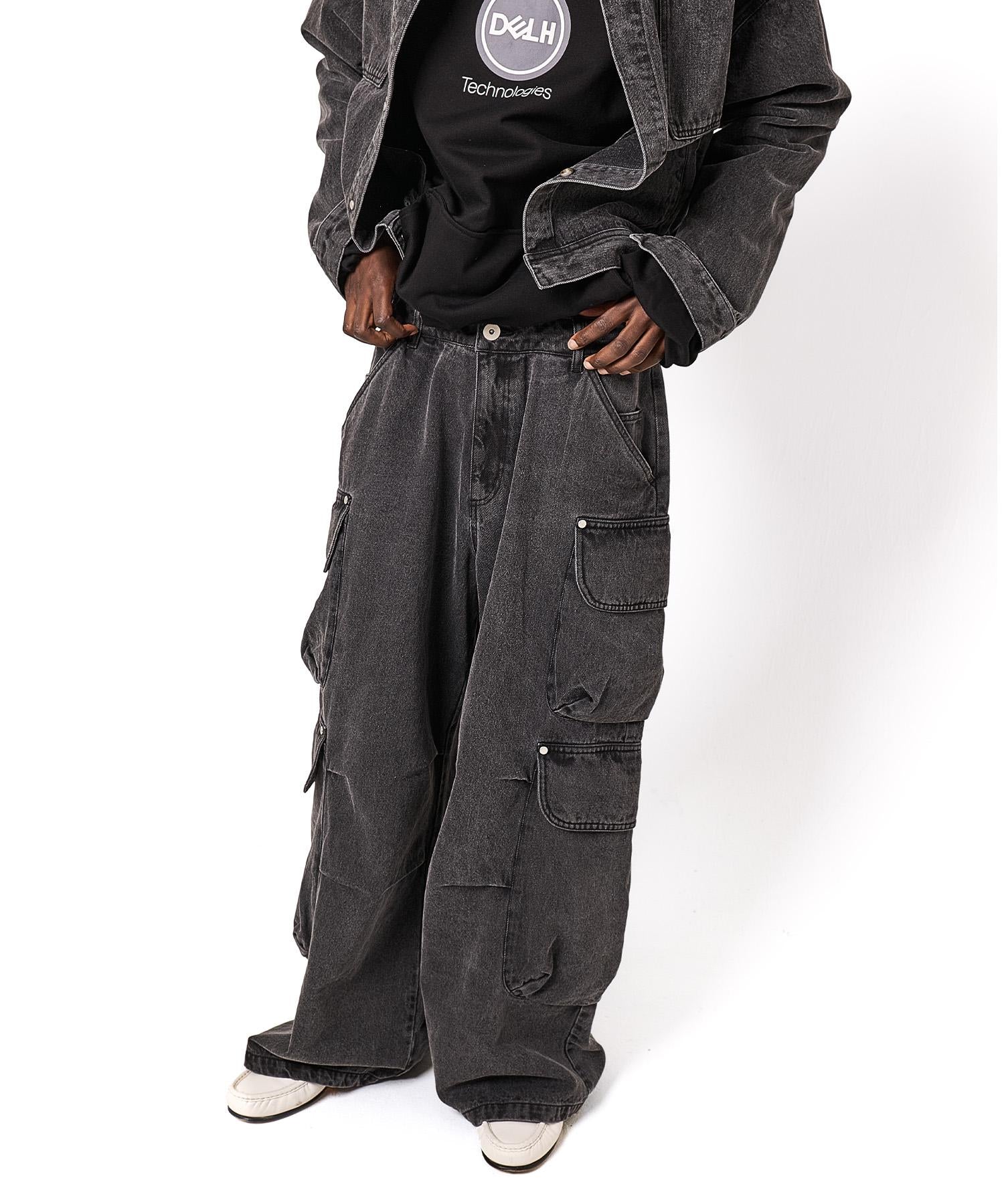 DankeSchon/ダンケシェーン/12OZ CHEMICAL DENIM CARGO PANTS ブラック