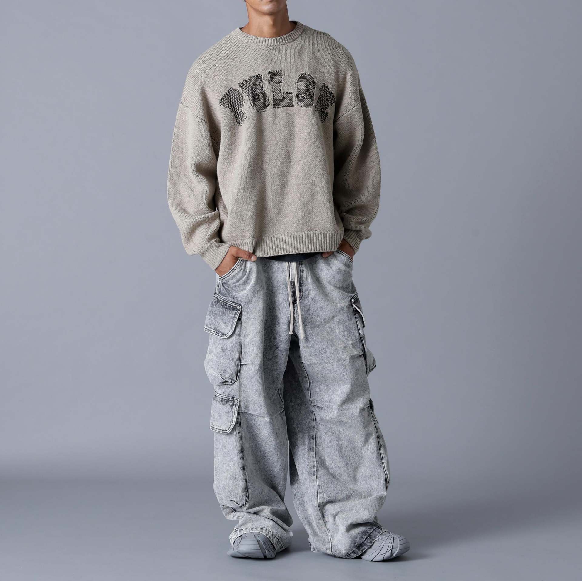 DankeSchon/ダンケシェーン/12OZ CHEMICAL DENIM CARGO PANTS グレー