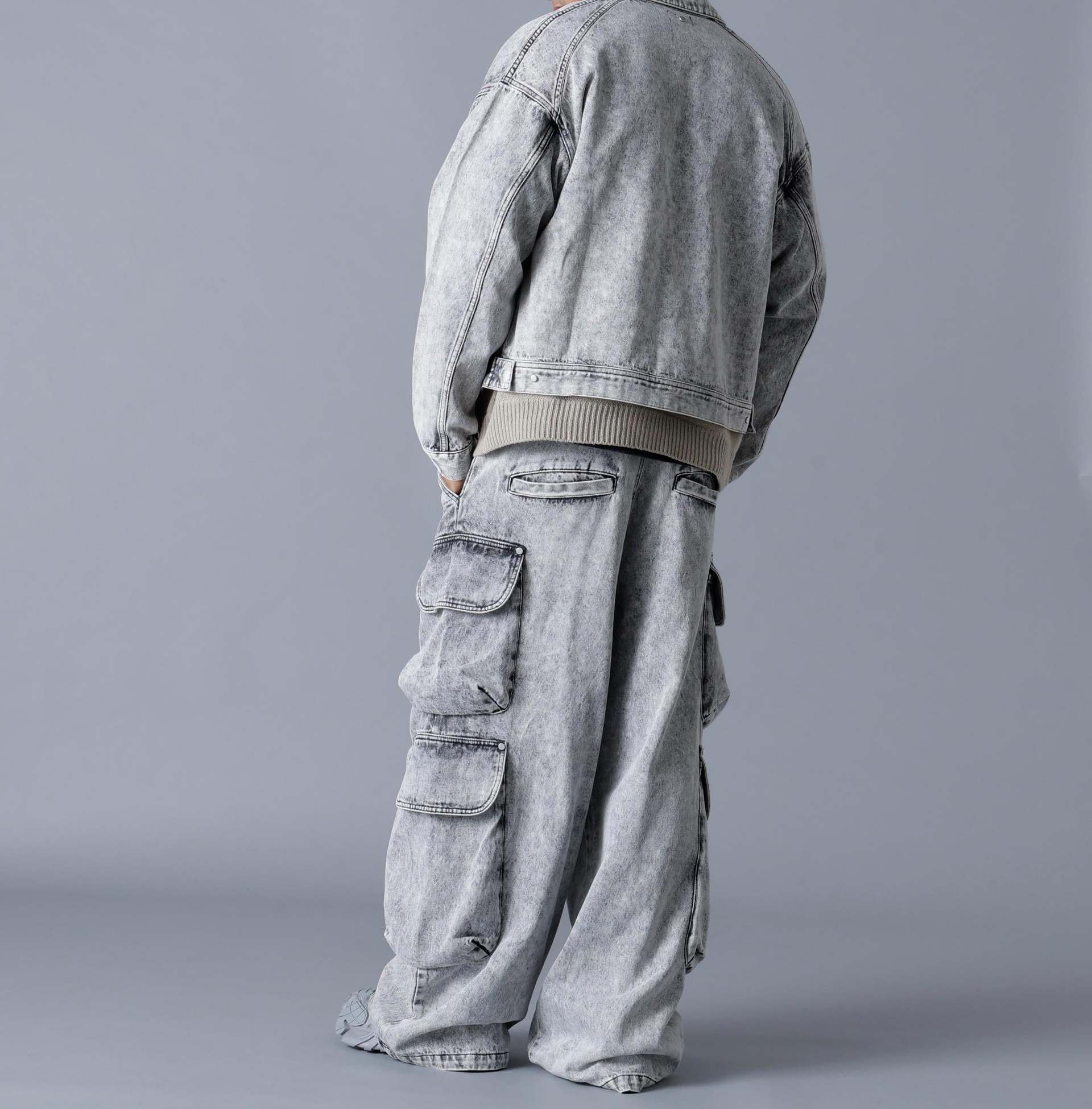 DankeSchon/ダンケシェーン/12OZ CHEMICAL DENIM CARGO PANTS グレー