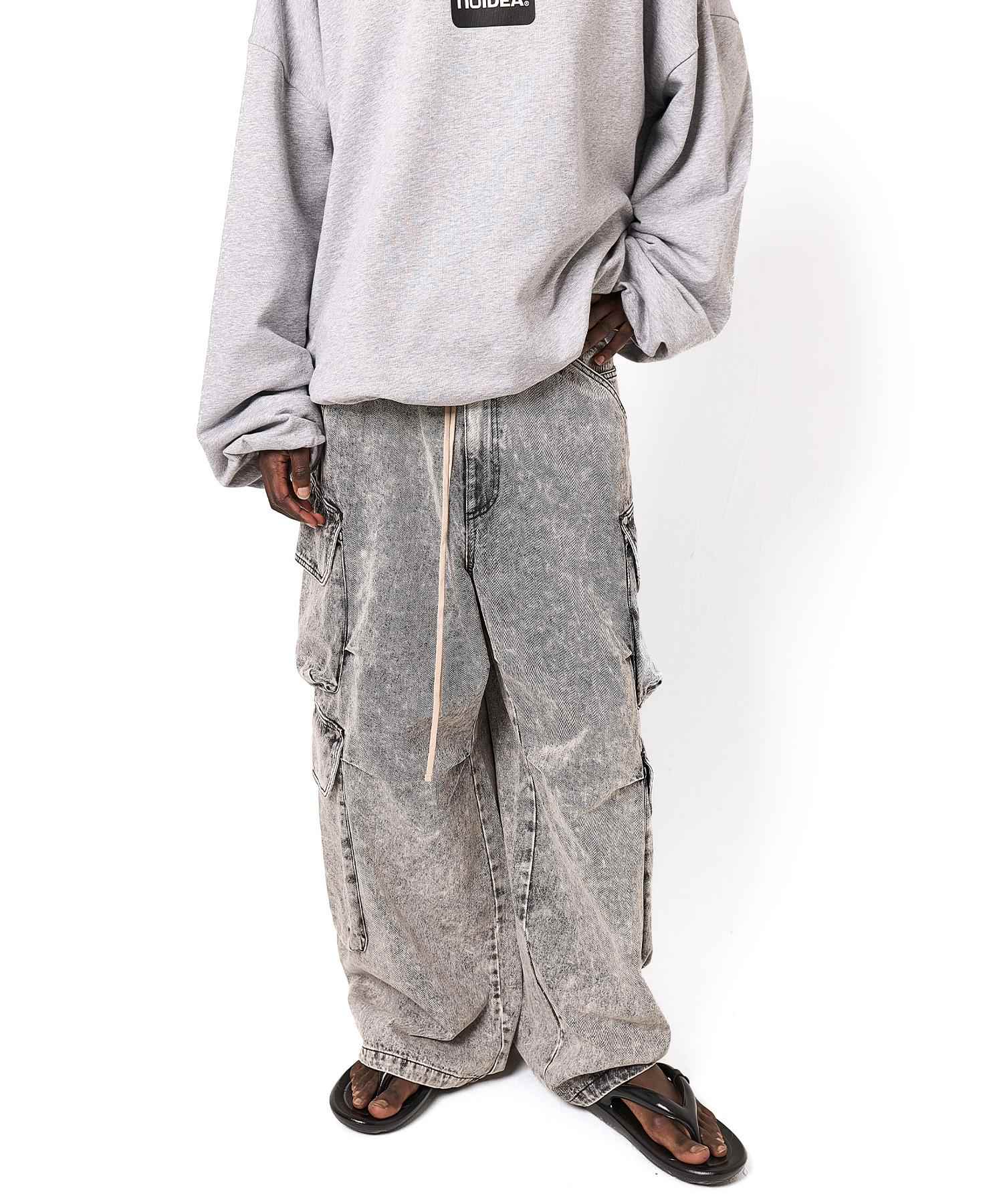 DankeSchon/ダンケシェーン/12OZ CHEMICAL DENIM CARGO PANTS グレー