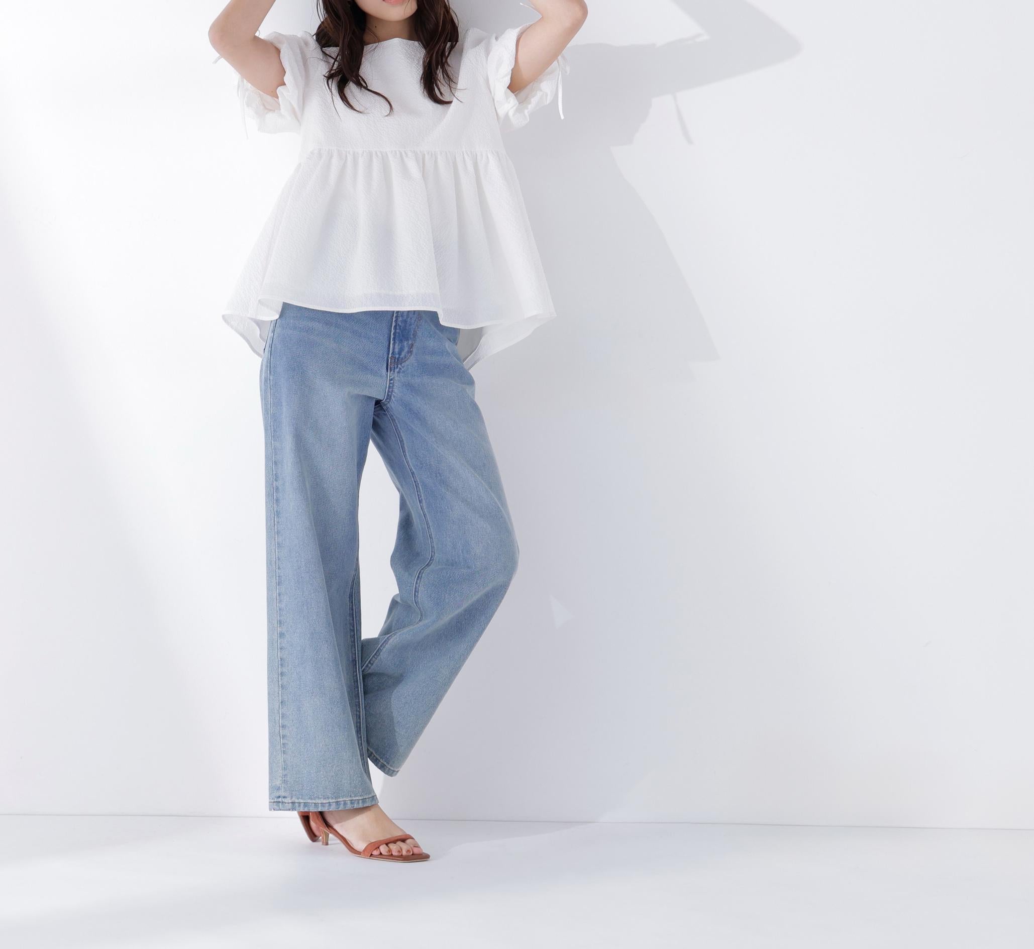 ドロストギャザースリーブブラウス オフホワイト1