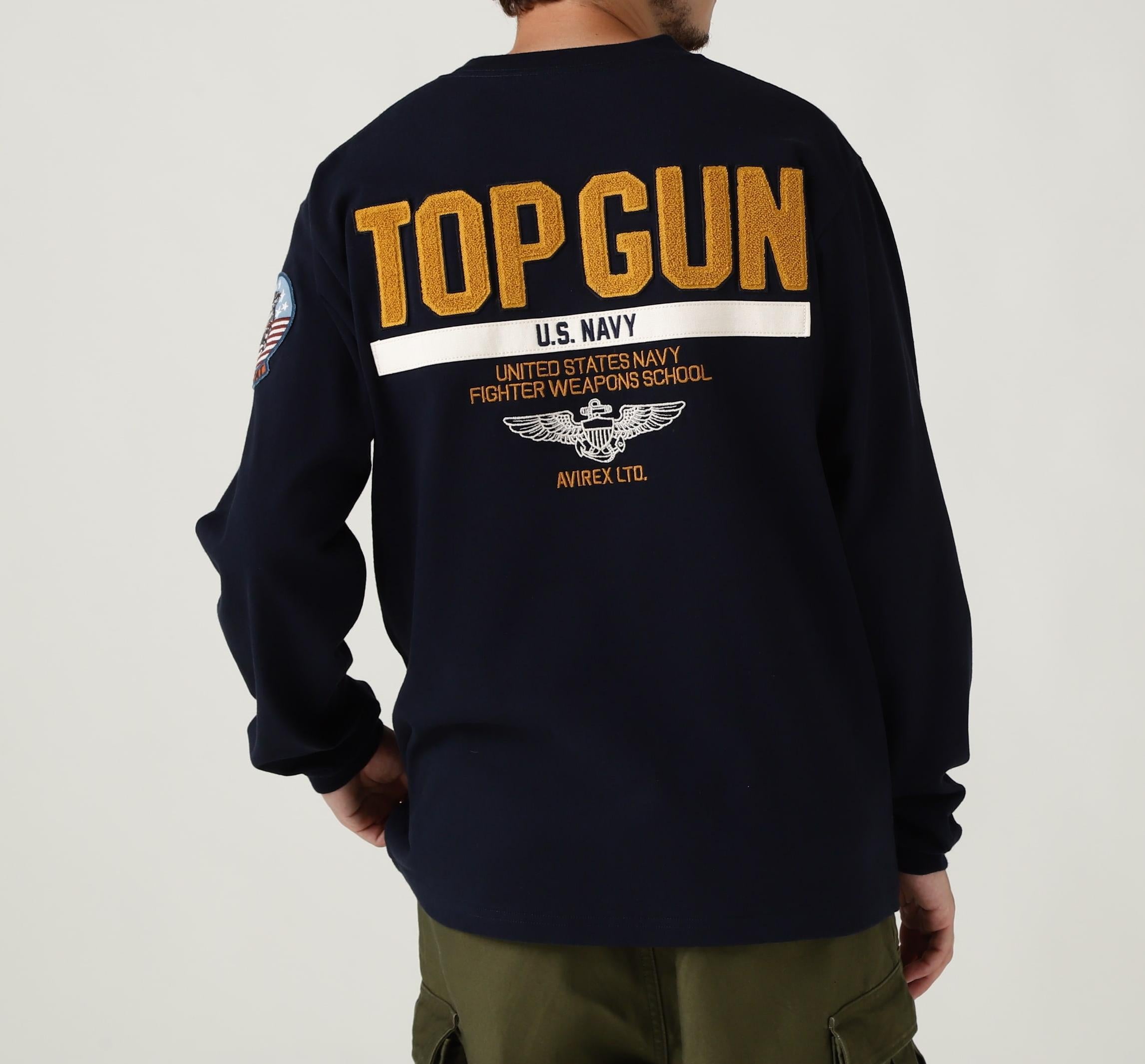 LONG SLEEVE T-SHI>T TOPGUN / 長袖 Tシャツ トップガン ネイビー