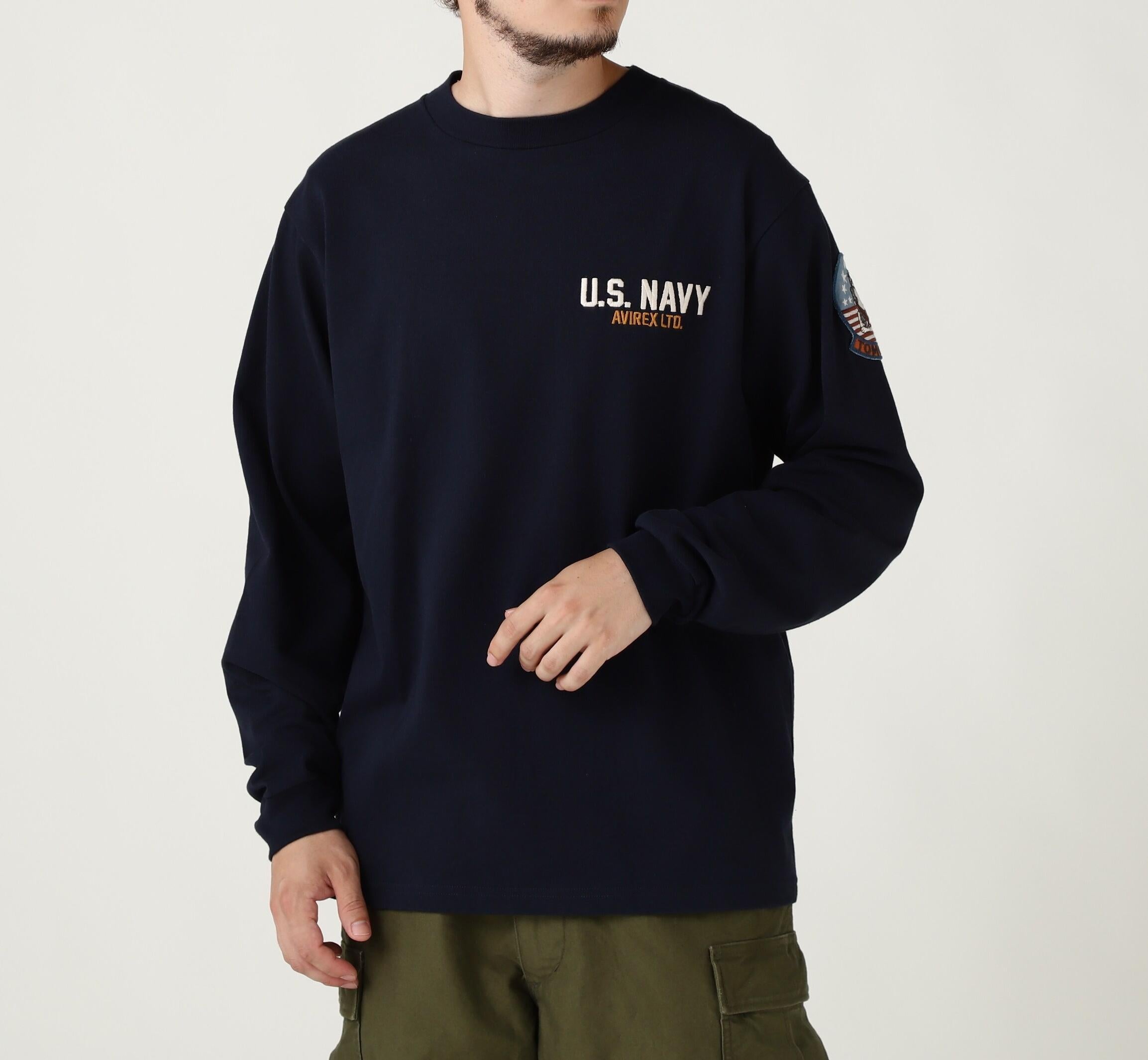 LONG SLEEVE T-SHI>T TOPGUN / 長袖 Tシャツ トップガン ネイビー