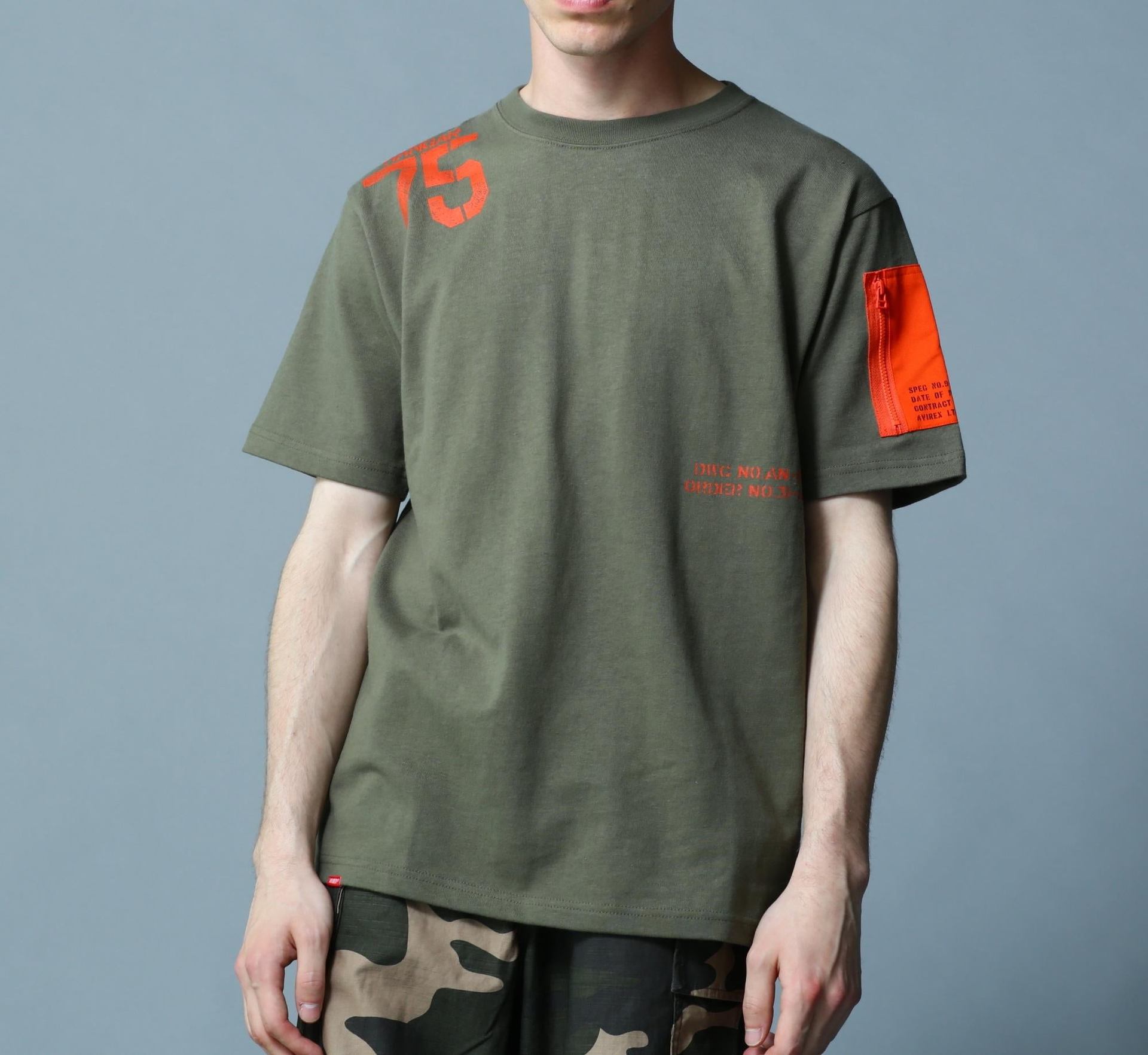 《WER&DEPOT限定》 >EMODEL DESIGN C>EW NECK T-SHI>T/リモデルデザイン半袖Tシャツ オリーブ