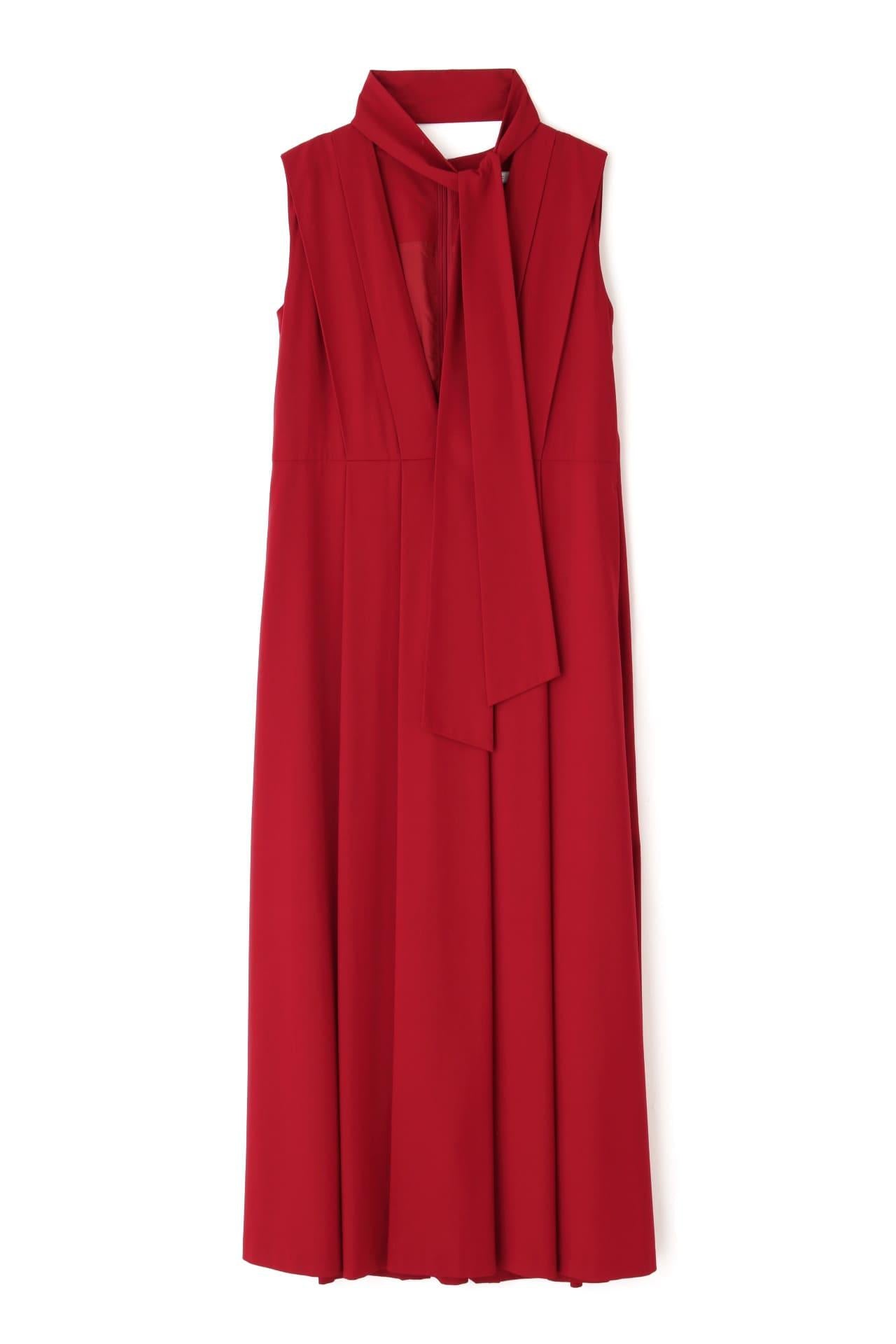 タックドレープドレス_ レッド