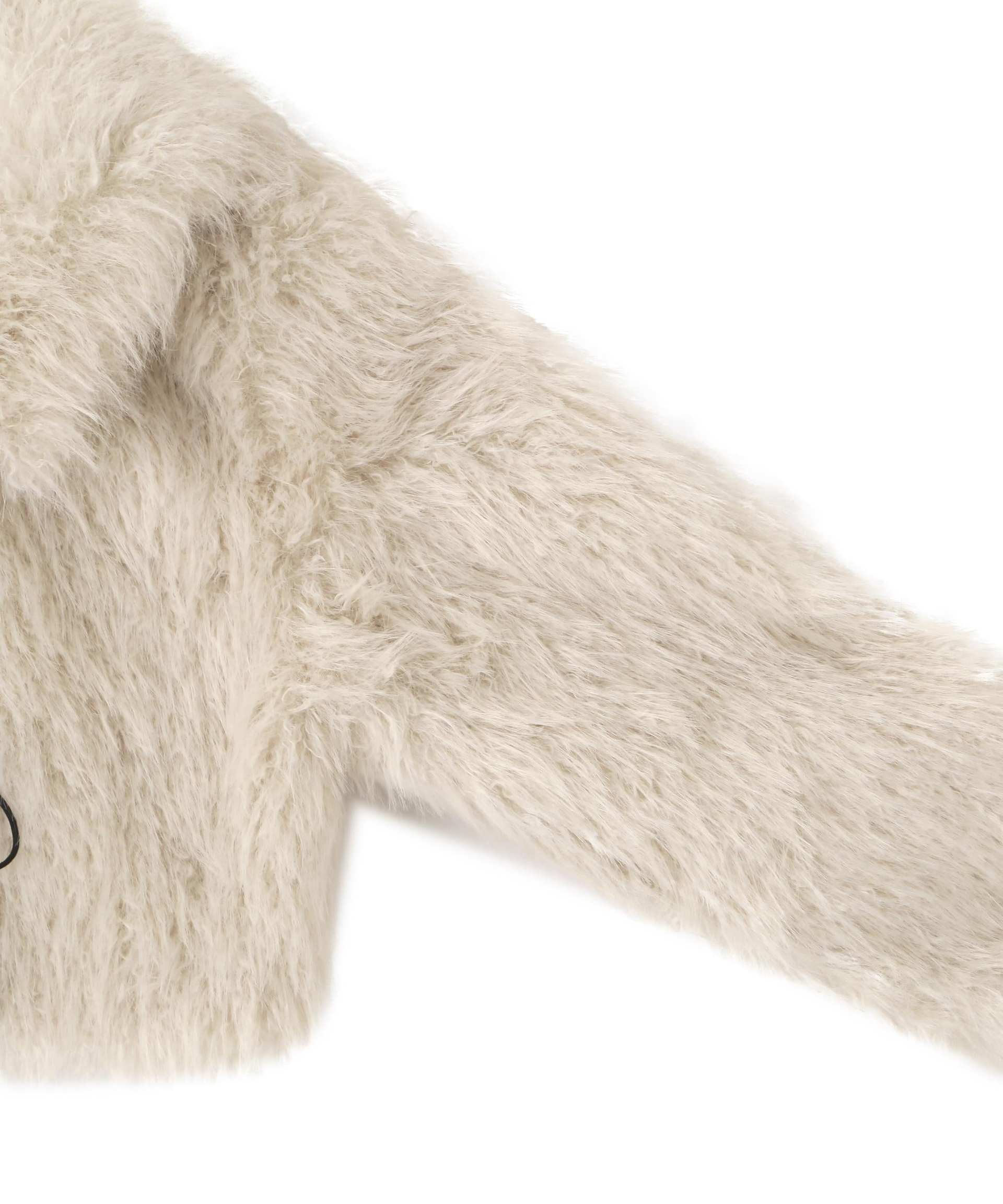 リボンダッフルショートファーコート ホワイト