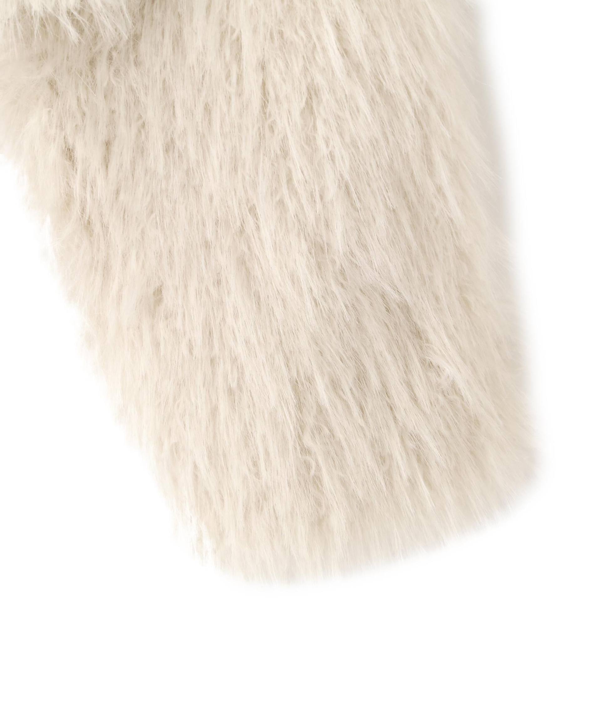 リボンダッフルショートファーコート ホワイト