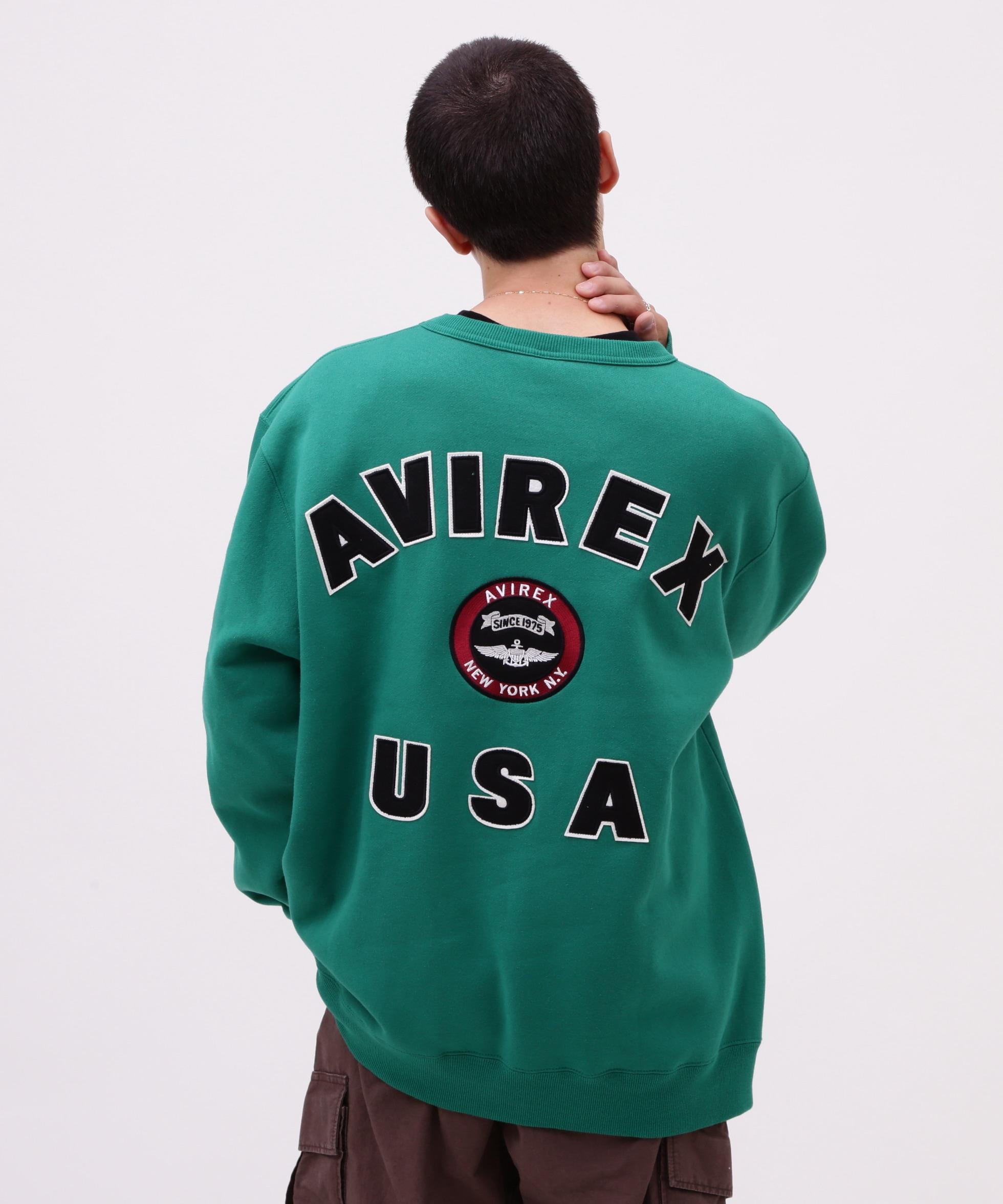 VARSITY LOGO CREW NECK SWEAT /バーシティ ロゴ クルーネック スウェ グリーン