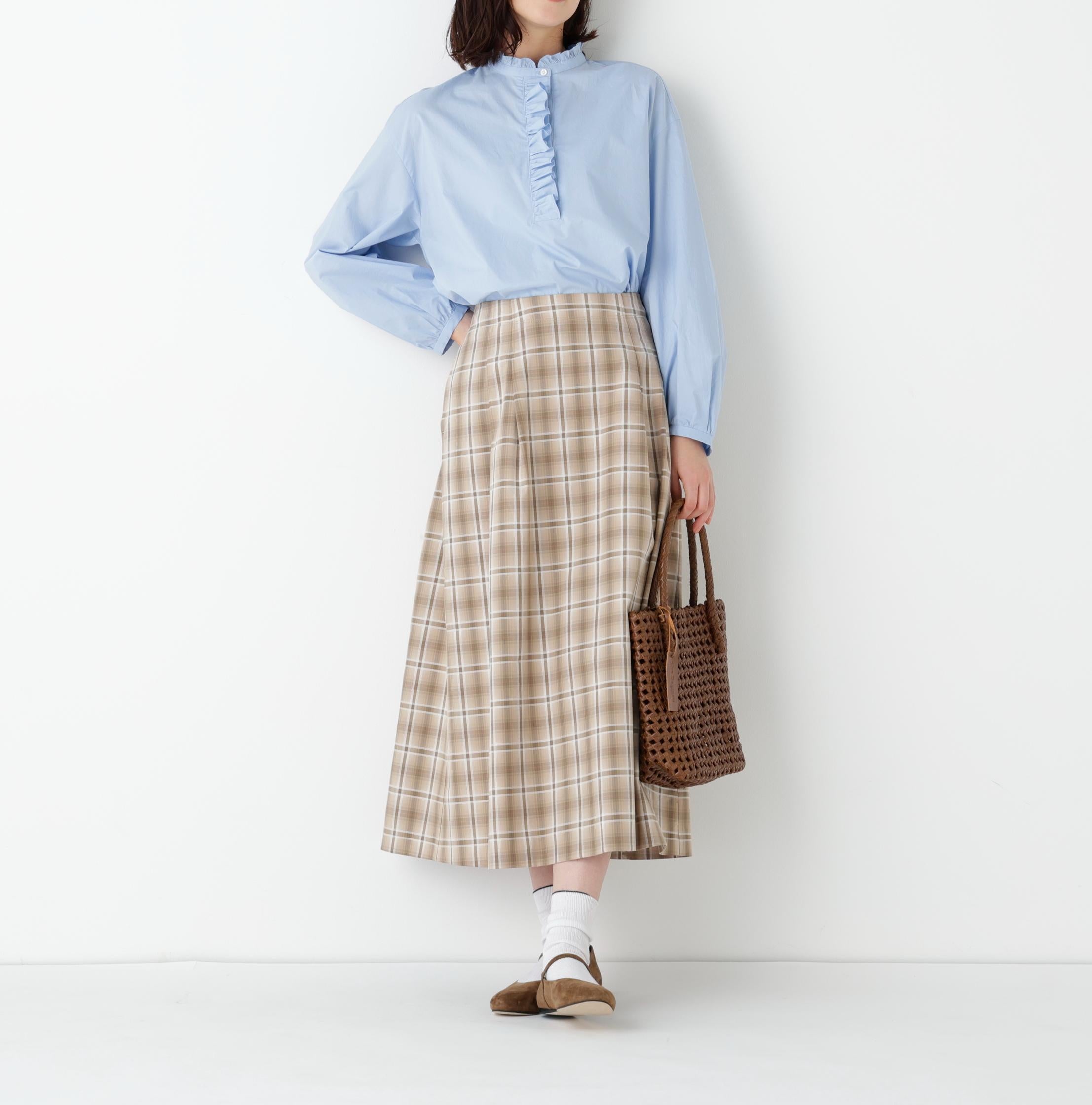 ◆オリジナル先染めチェックタックスカート ベージュチェック3