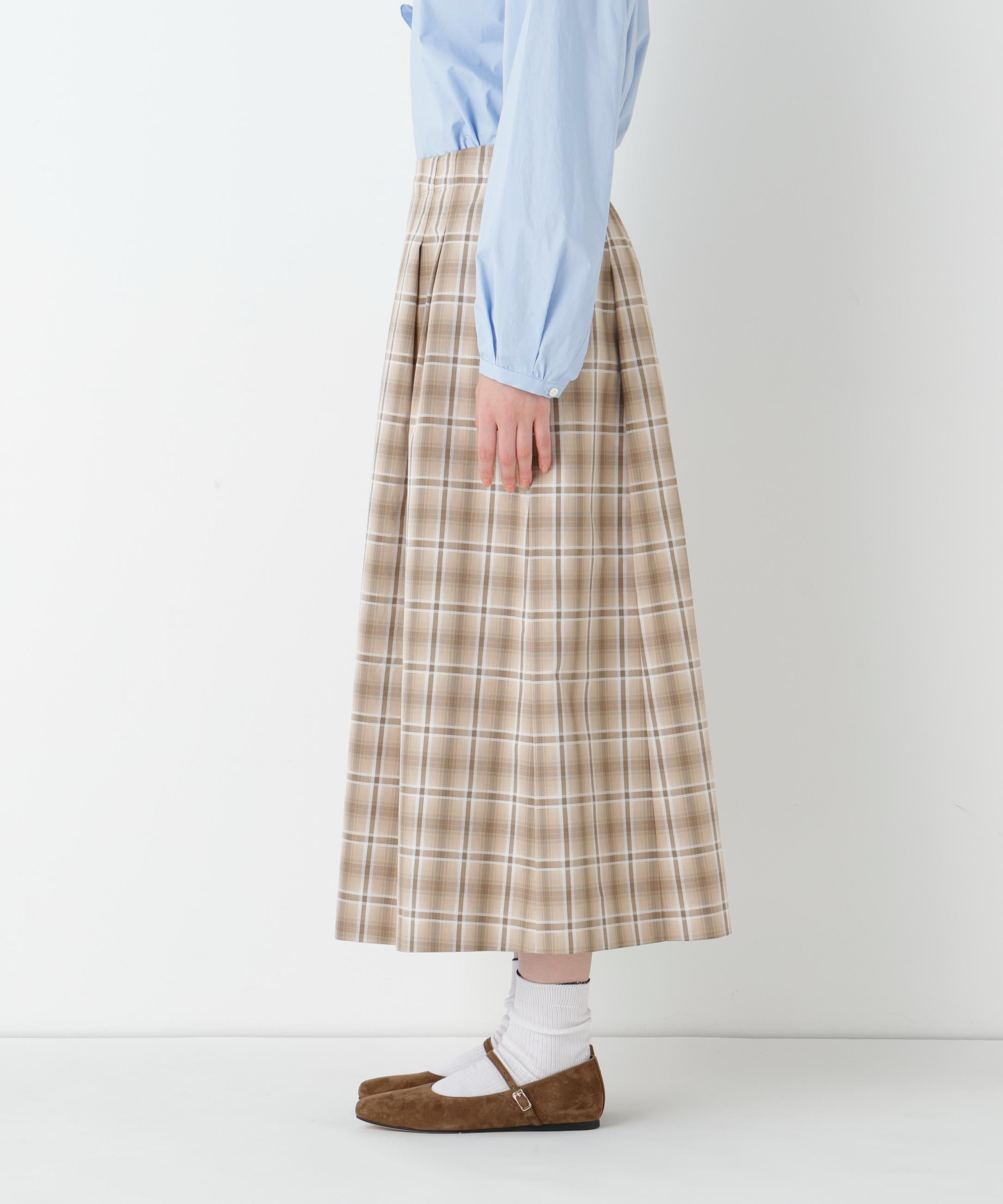 ◆オリジナル先染めチェックタックスカート ベージュチェック3