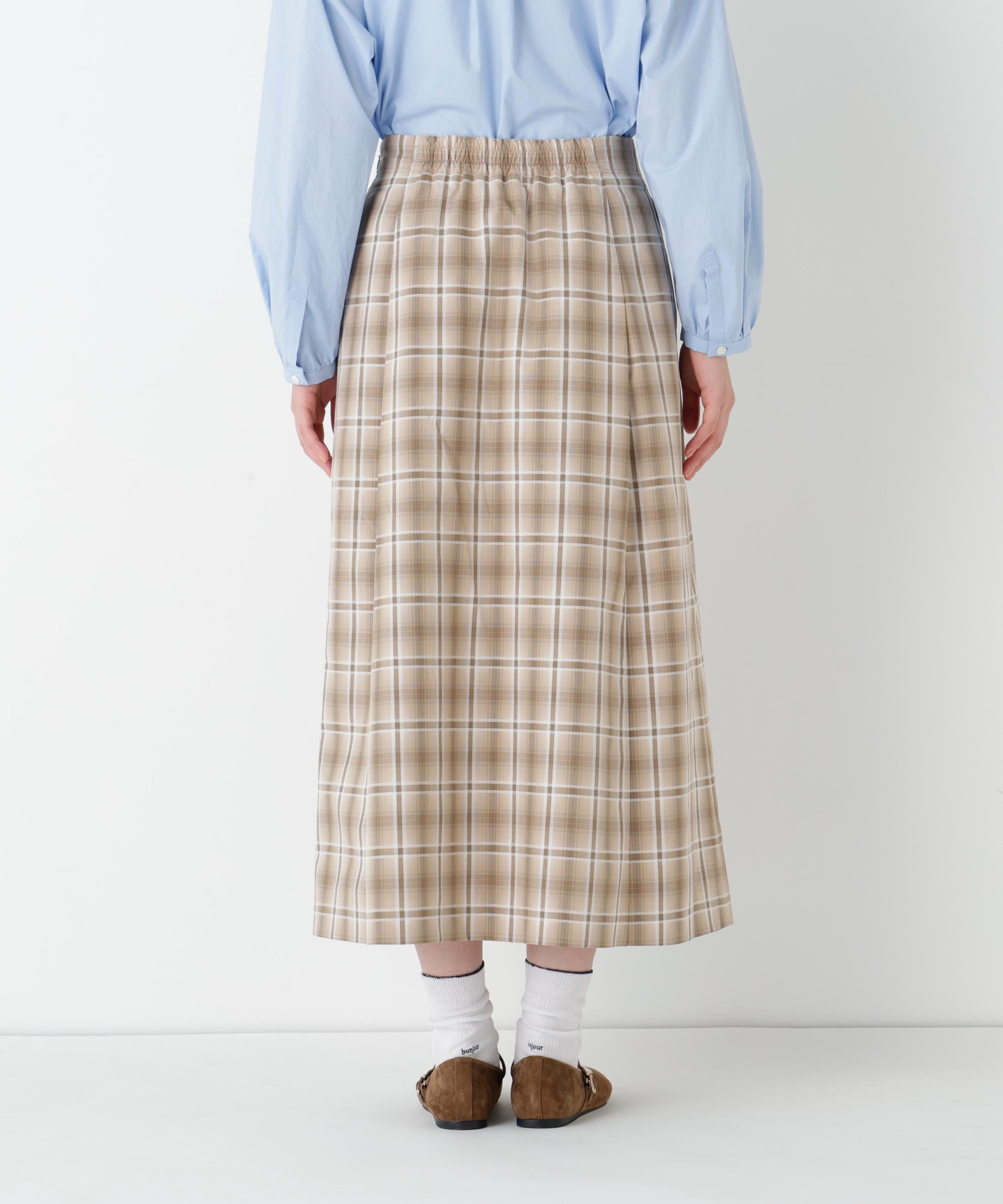 ◆オリジナル先染めチェックタックスカート ベージュチェック3