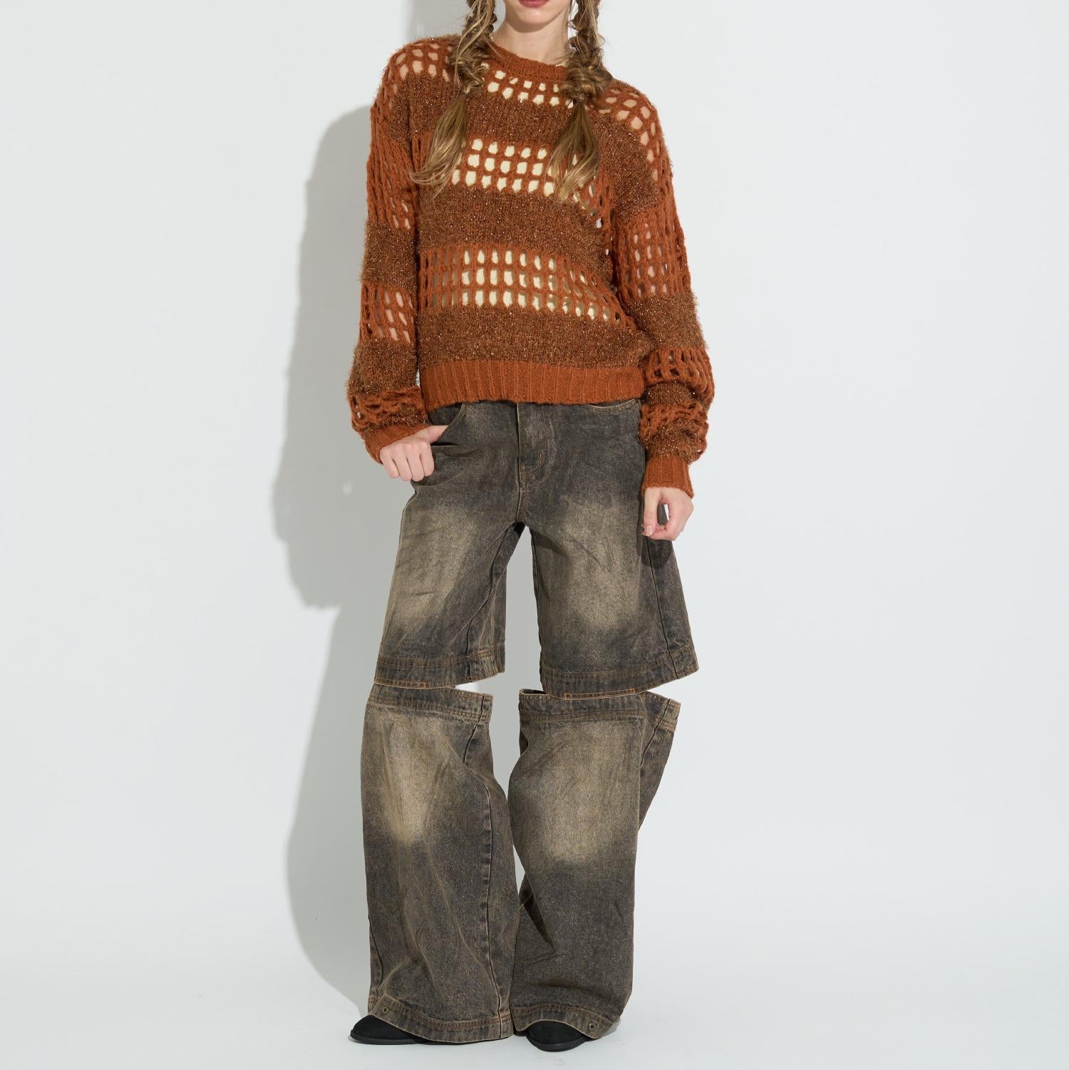 ANNA SUI NYC/アナ スイ エヌワイシー/ラメシャギーニットプルオーバー ブラウン