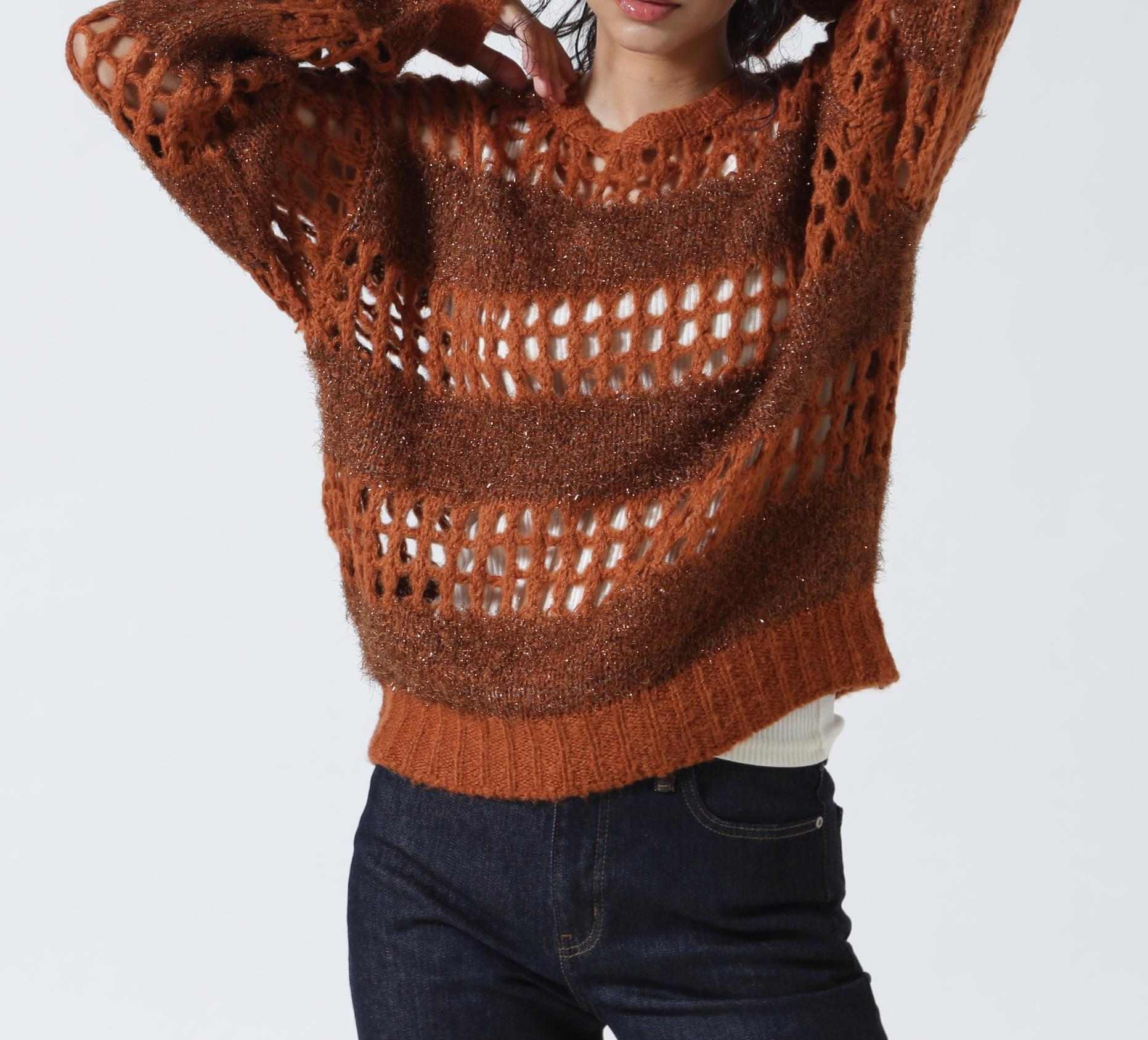 ANNA SUI NYC/アナ スイ エヌワイシー/ラメシャギーニットプルオーバー ブラウン