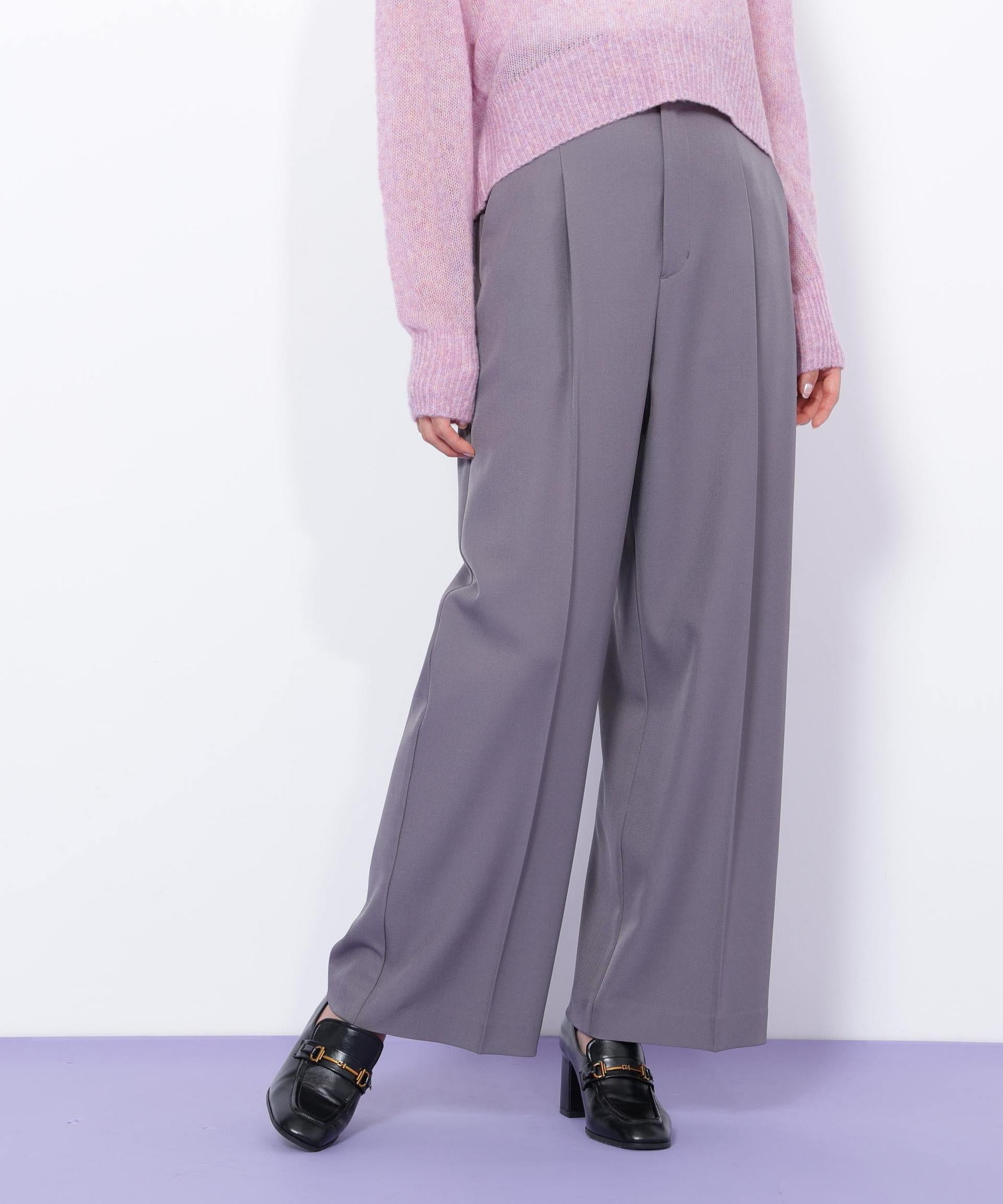 <セットアップ対応>ベーシックツイルビットベルトパンツ グレー