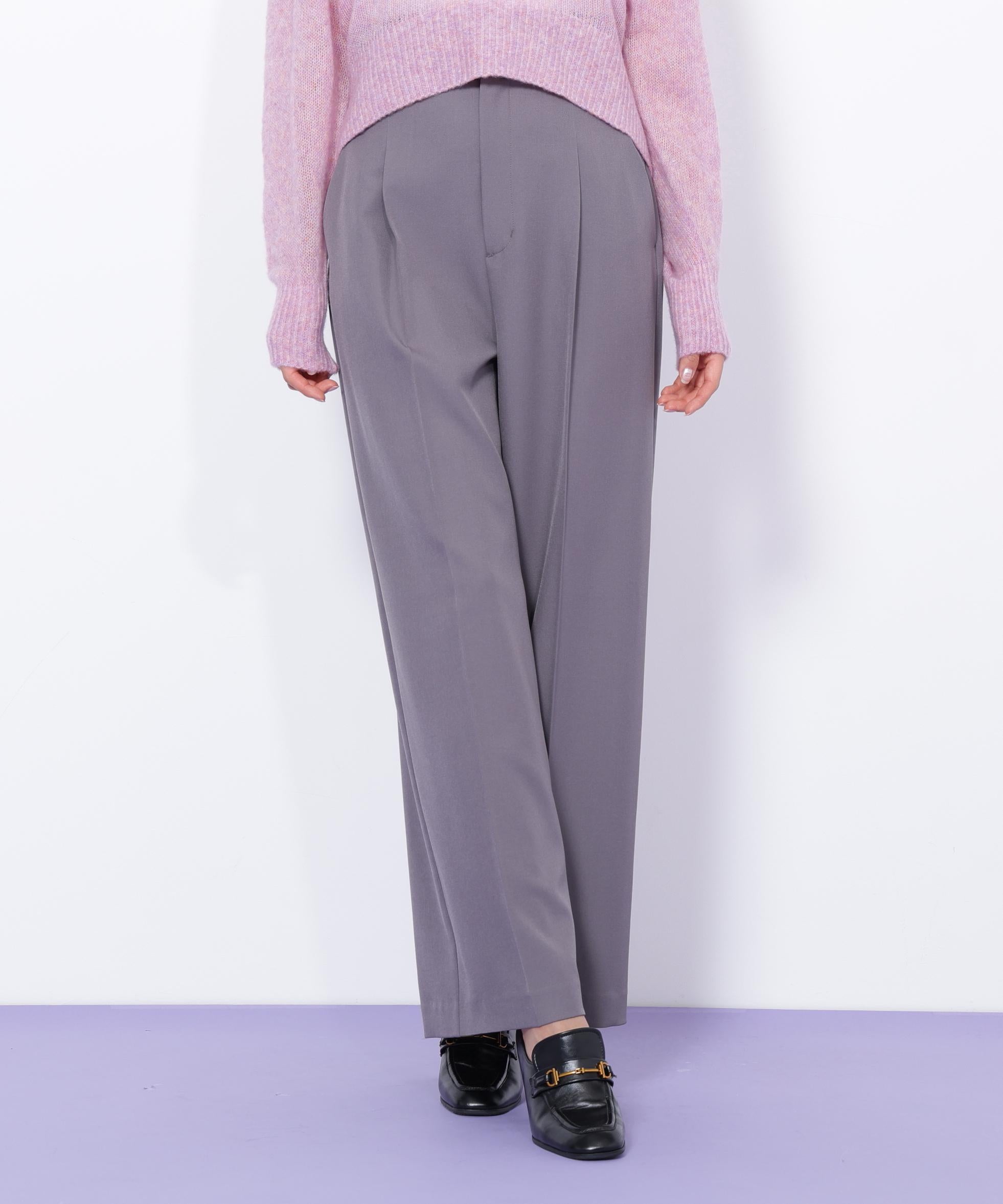 <セットアップ対応>ベーシックツイルビットベルトパンツ グレー