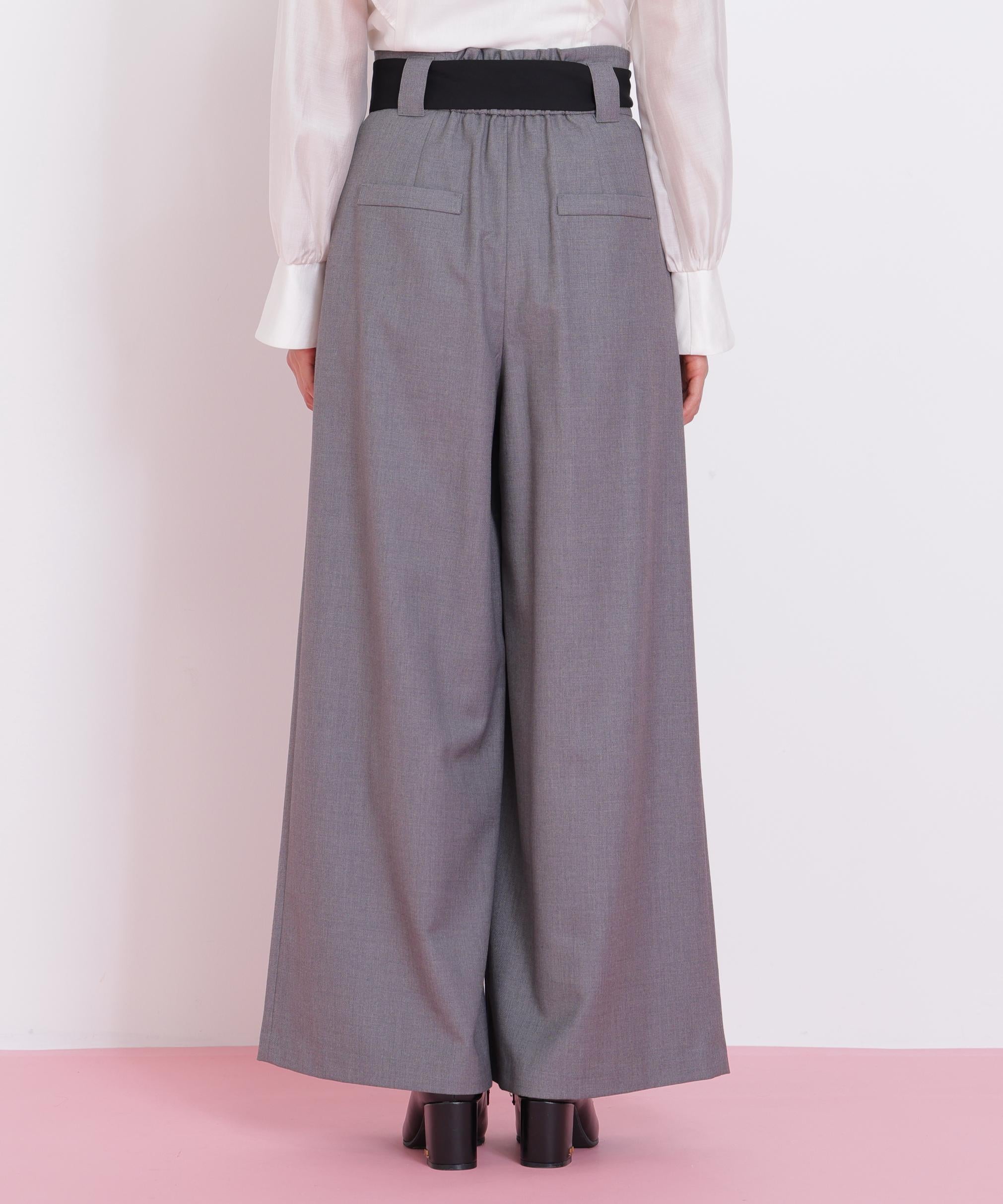 ビッグリボンワイドパンツ グレー