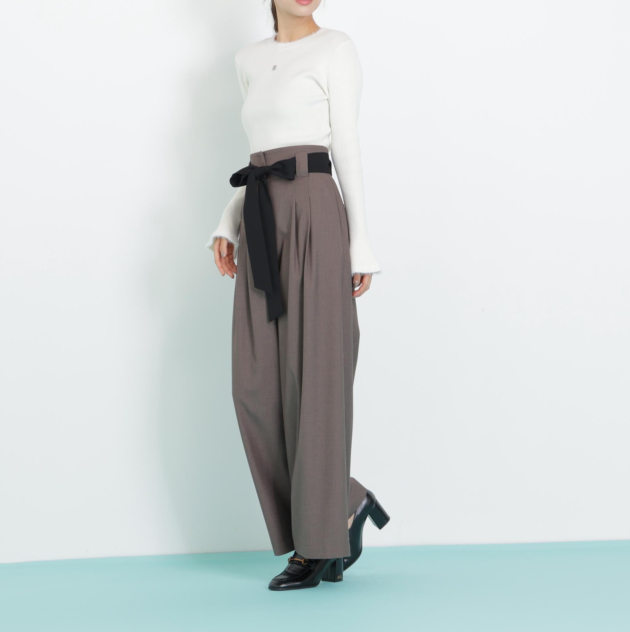 ビッグリボンワイドパンツ ブラウン