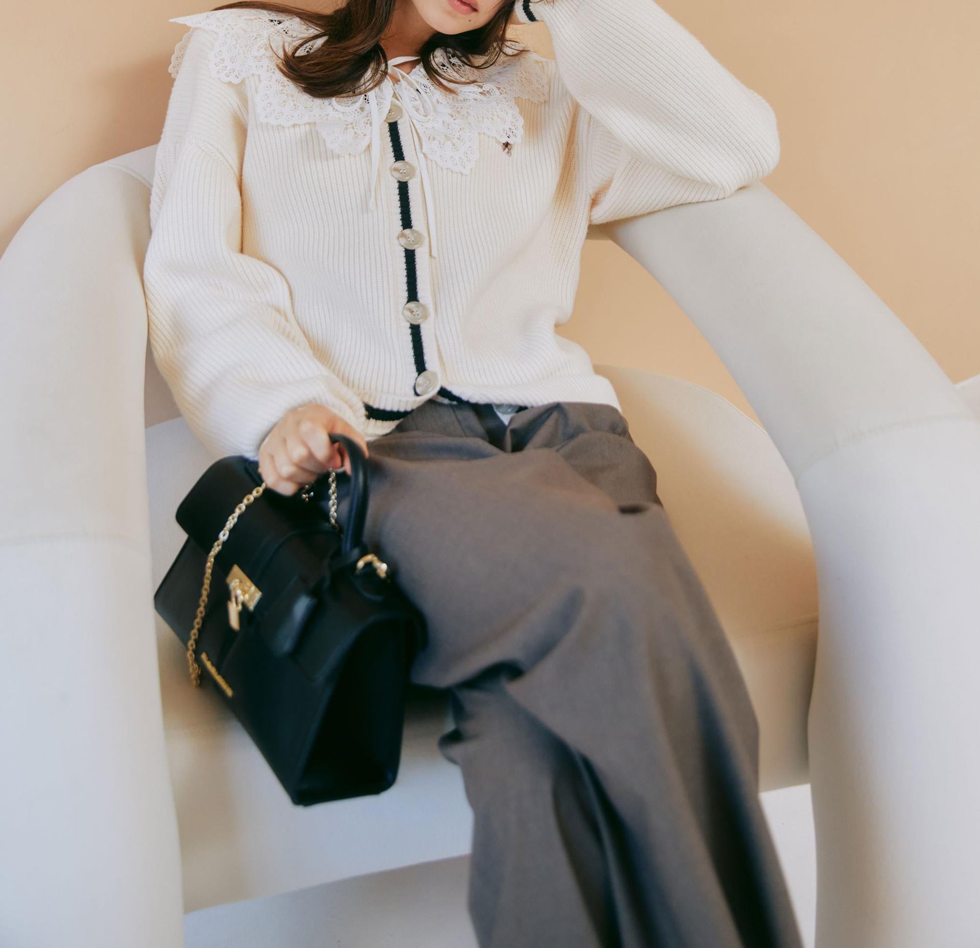 ビッグリボンワイドパンツ ブラウン