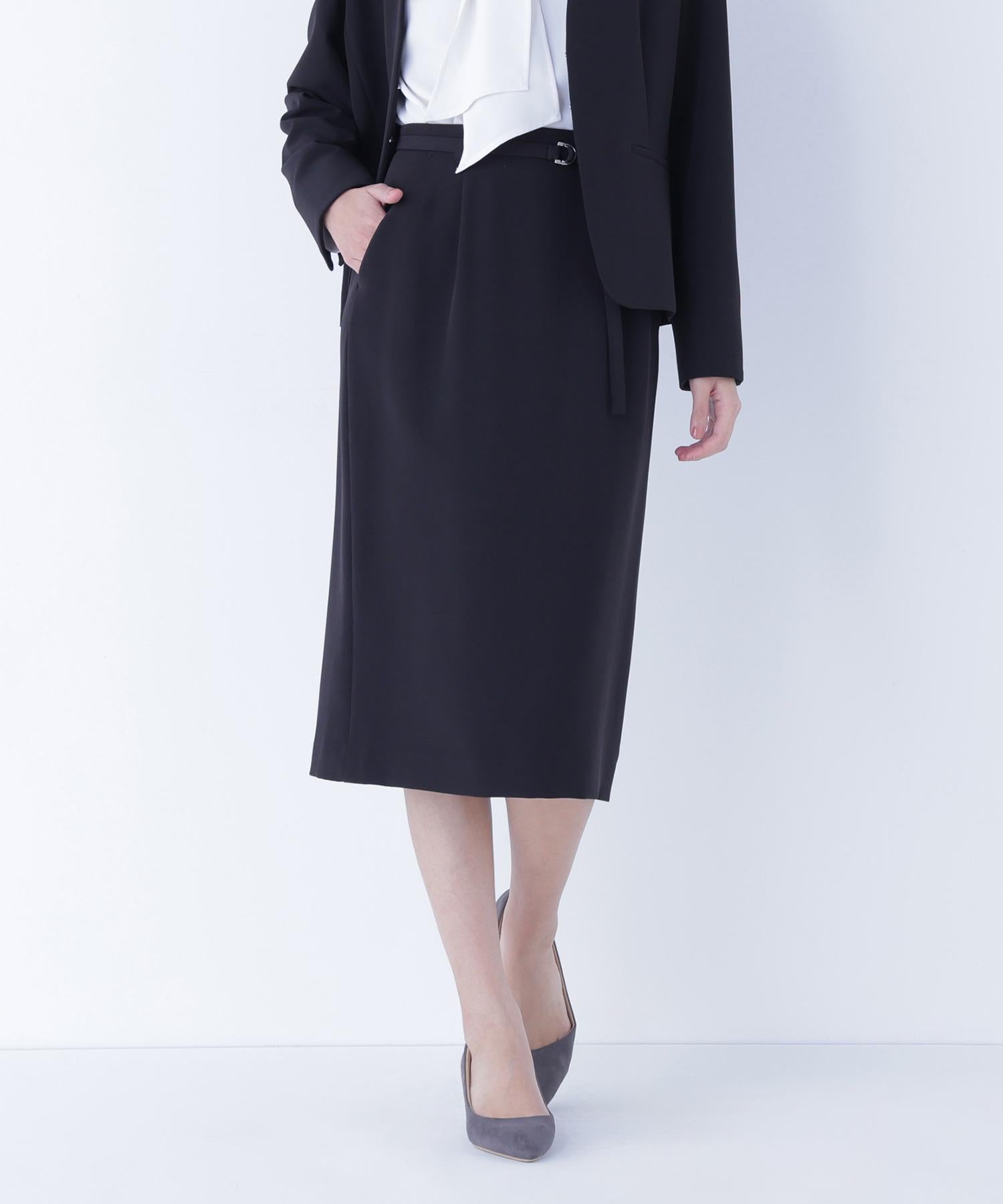 ダブルクロスストレッチ SETUP タイトスカート ブラック