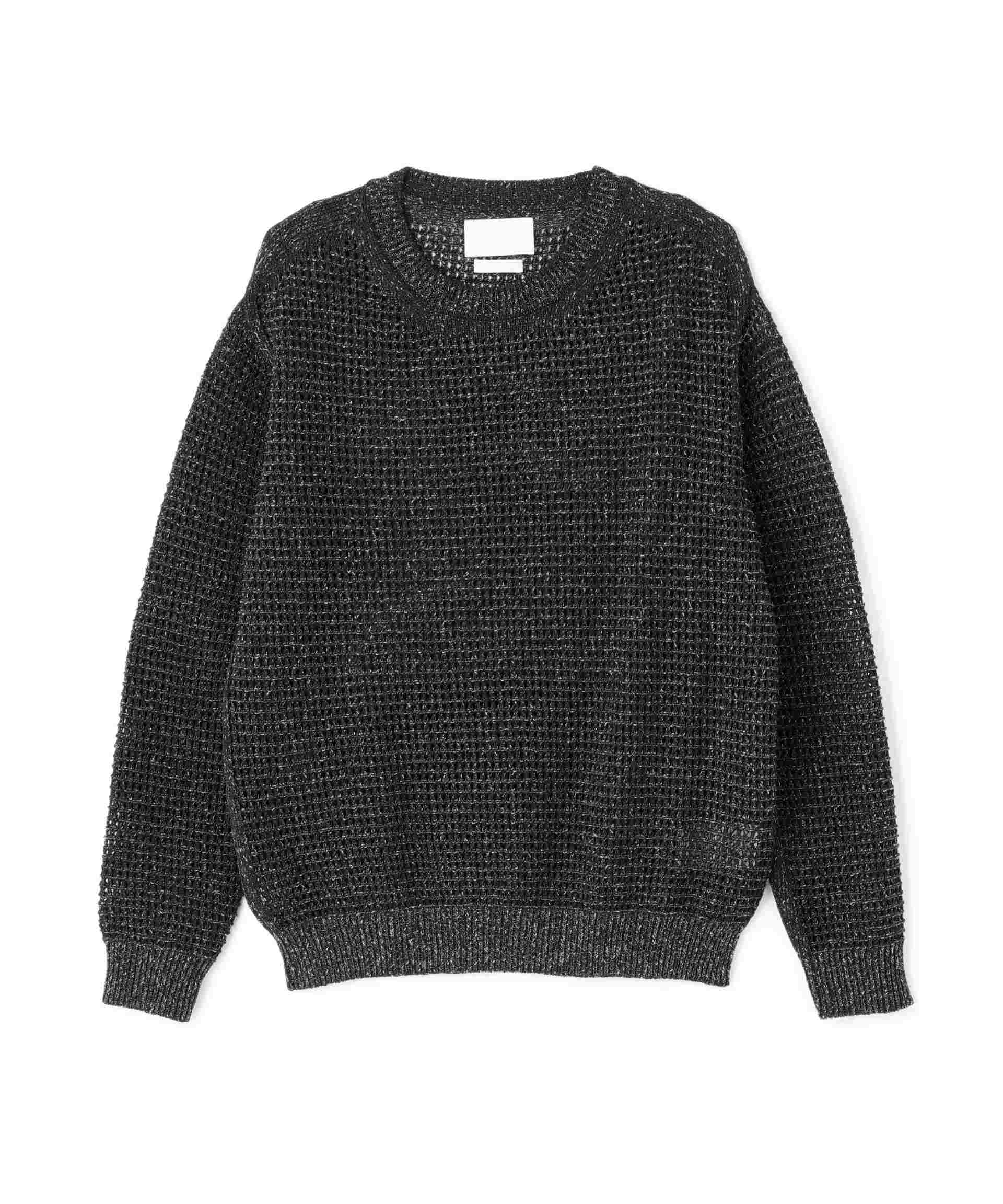 YOKE/ヨーク/MESH KNITTED C>EWNECK SWEATE> ブラック