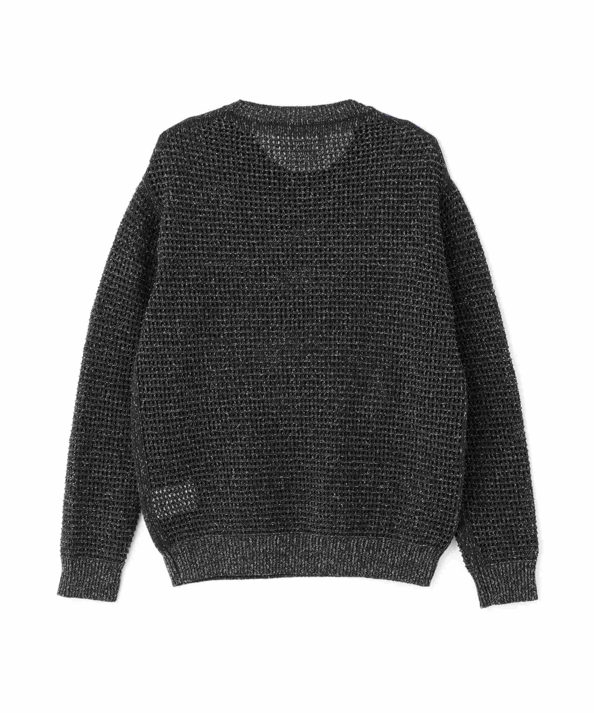 YOKE/ヨーク/MESH KNITTED C>EWNECK SWEATE> ブラック