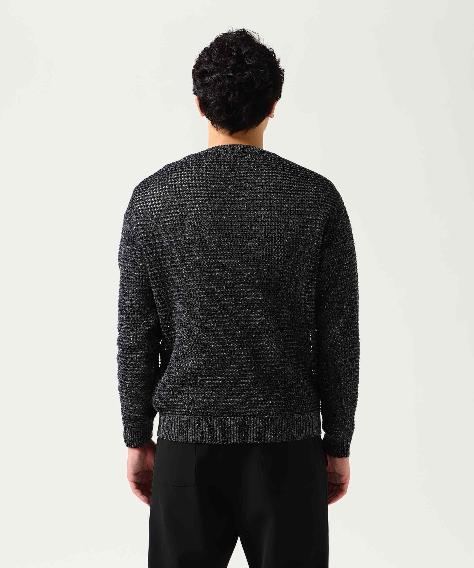 YOKE/ヨーク/MESH KNITTED C>EWNECK SWEATE> ブラック