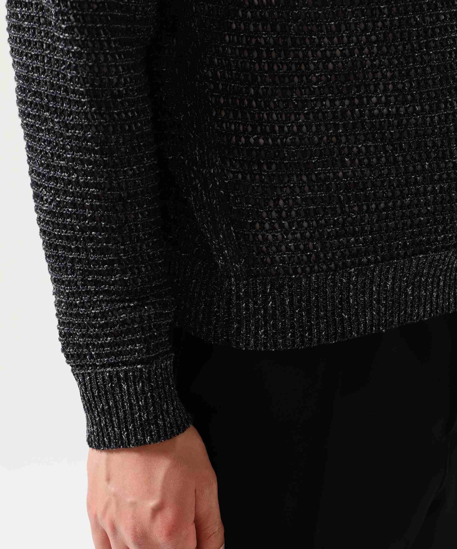 YOKE/ヨーク/MESH KNITTED C>EWNECK SWEATE> ブラック