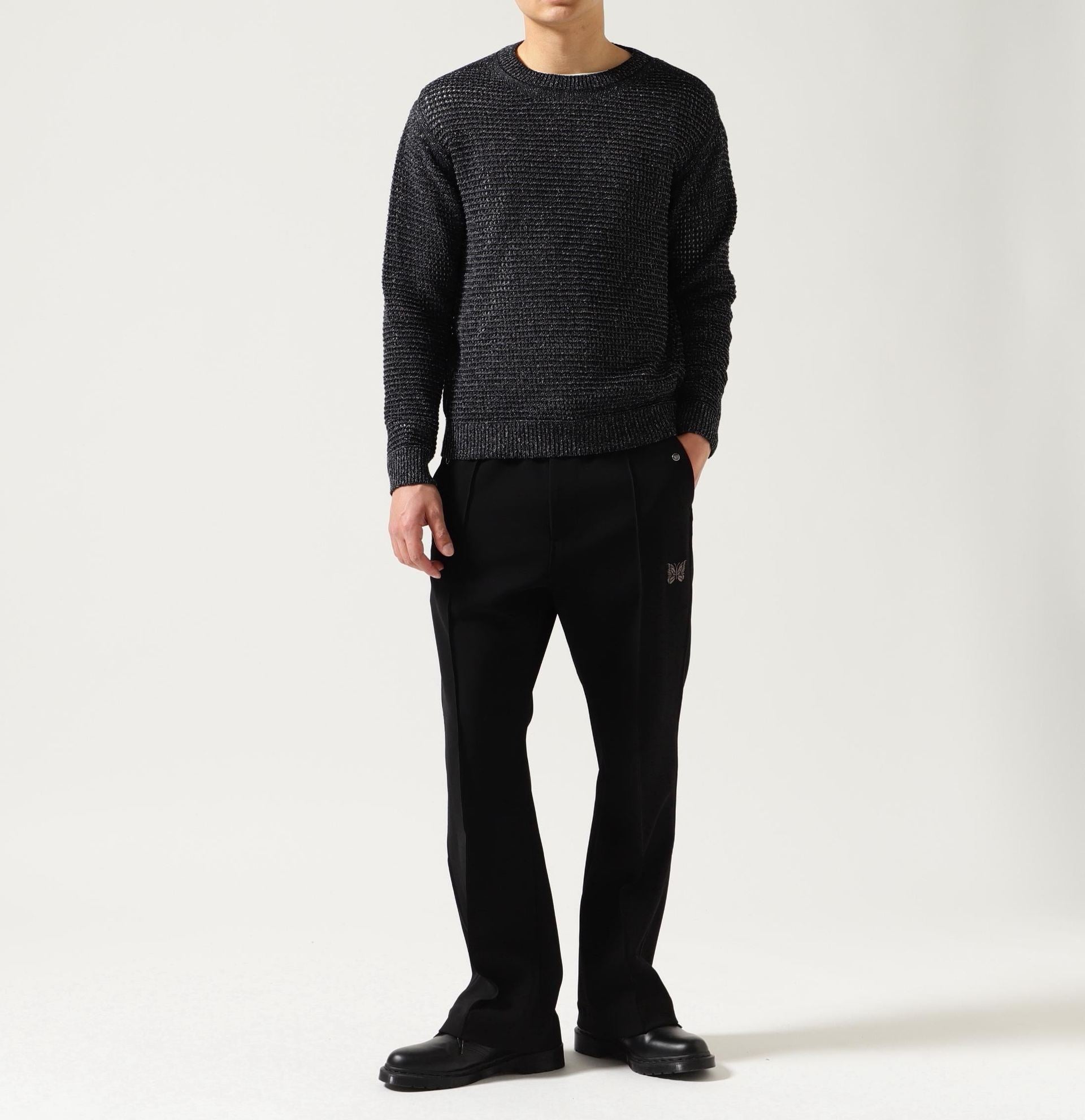 YOKE/ヨーク/MESH KNITTED C>EWNECK SWEATE> ブラック