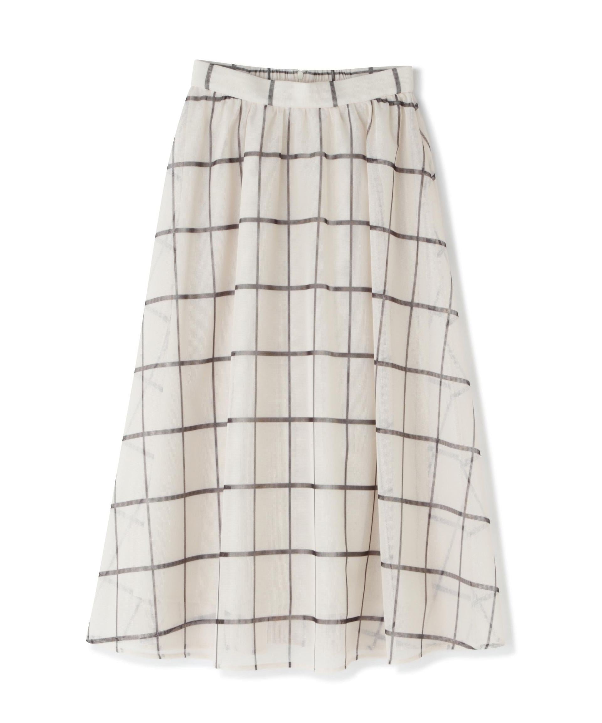 ウィンドペンチェックフレアスカート ベージュ系2