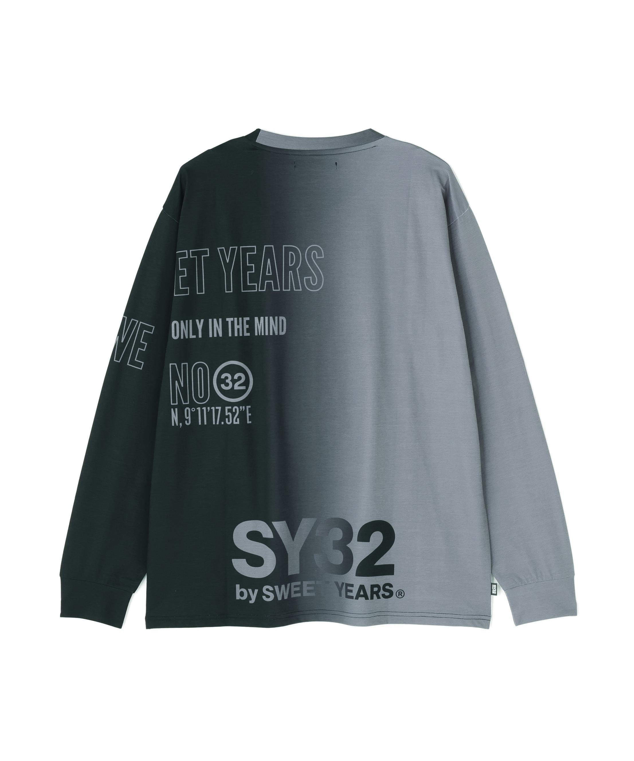SY32 by SWEET YEARS/エスワイサーティトゥ バイ スィートイヤーズ/GRADATION LOGO L/S TEE ブラック