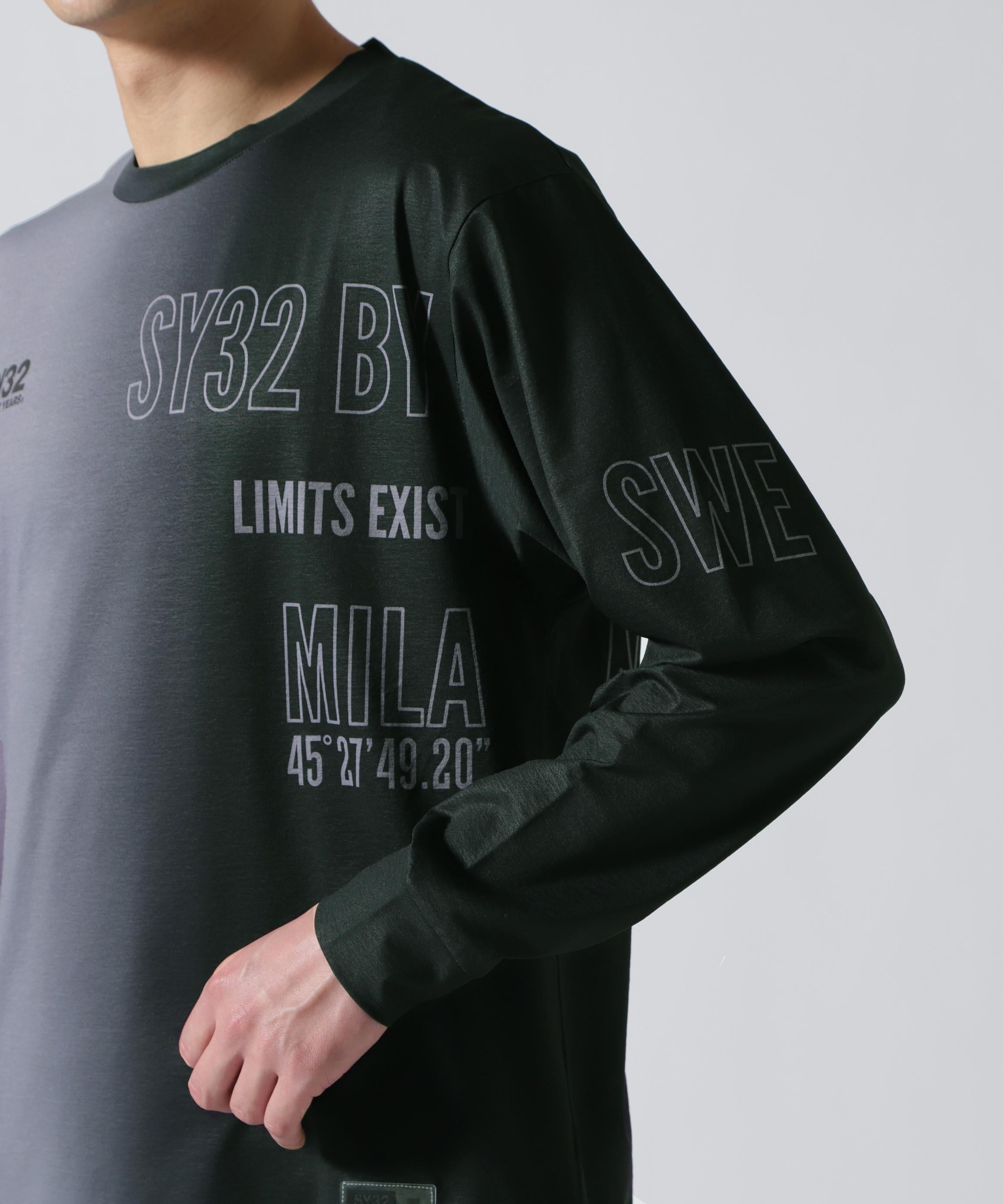 SY32 by SWEET YEARS/エスワイサーティトゥ バイ スィートイヤーズ/GRADATION LOGO L/S TEE ブラック