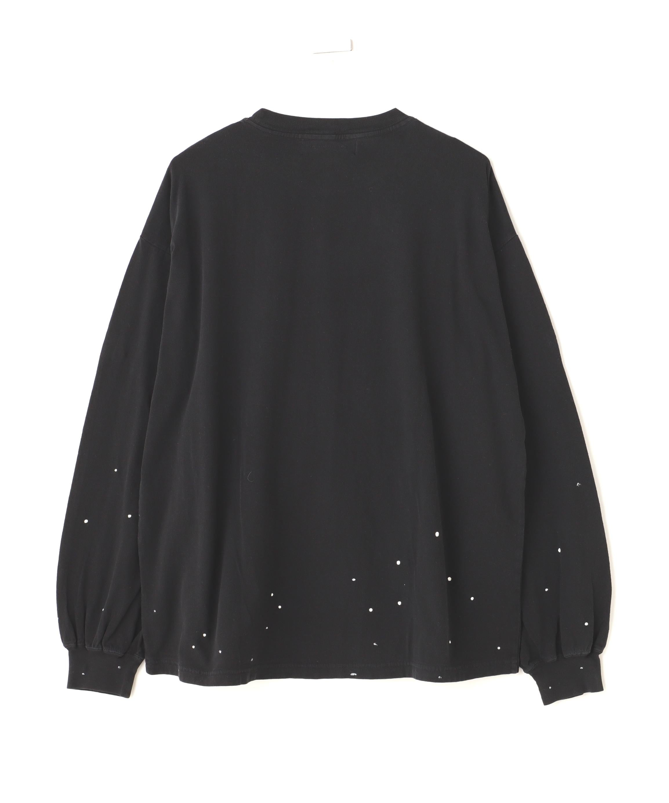 >EMI >ELIEF<レミレリーフ 別注20/-天竺ロンT(US NAVY)ペイント加工 ブラック