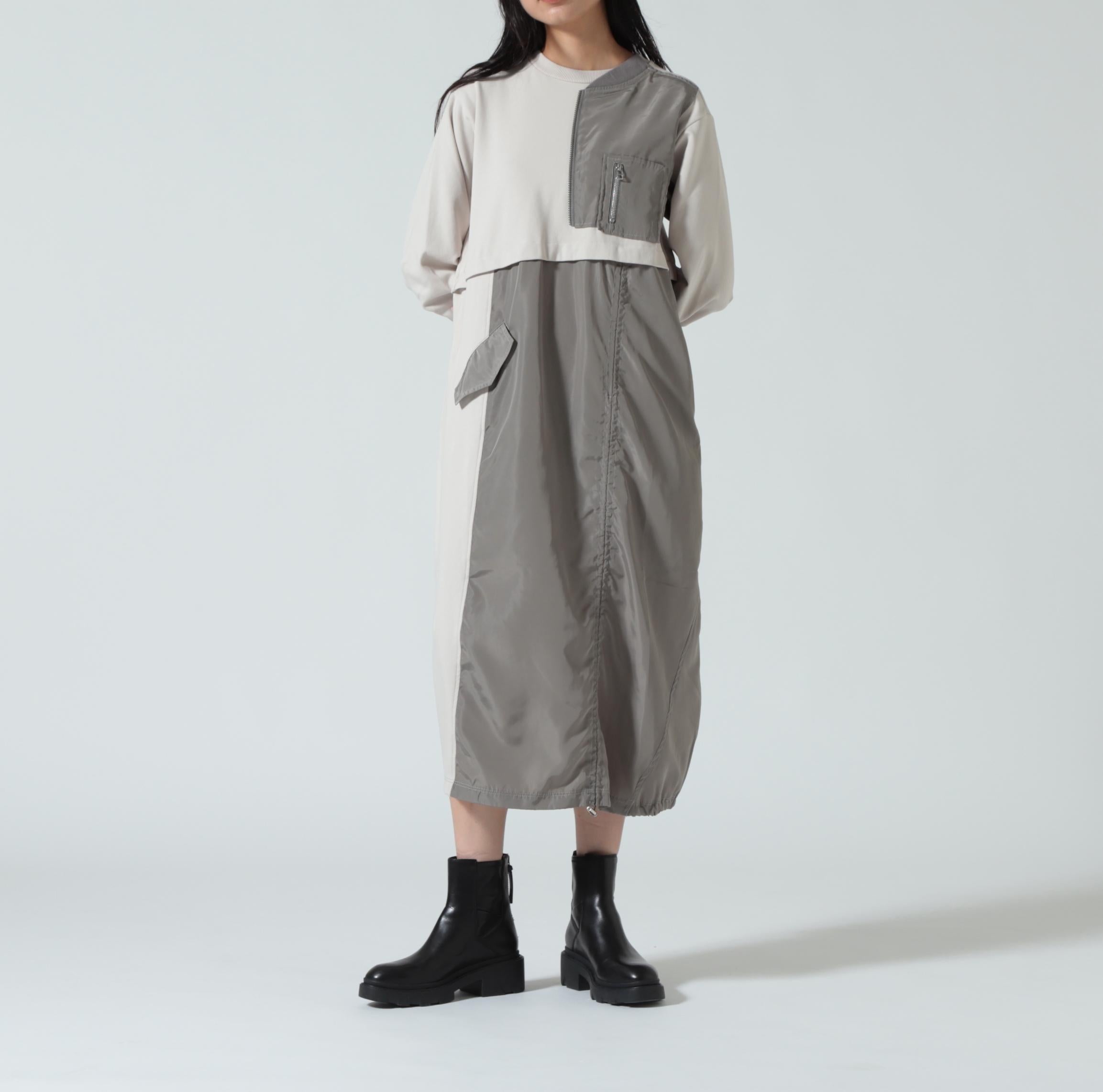 AULA AILA(アウラ アイラ)別注ミリタリーライクカットソーワンピース ライトグレー3