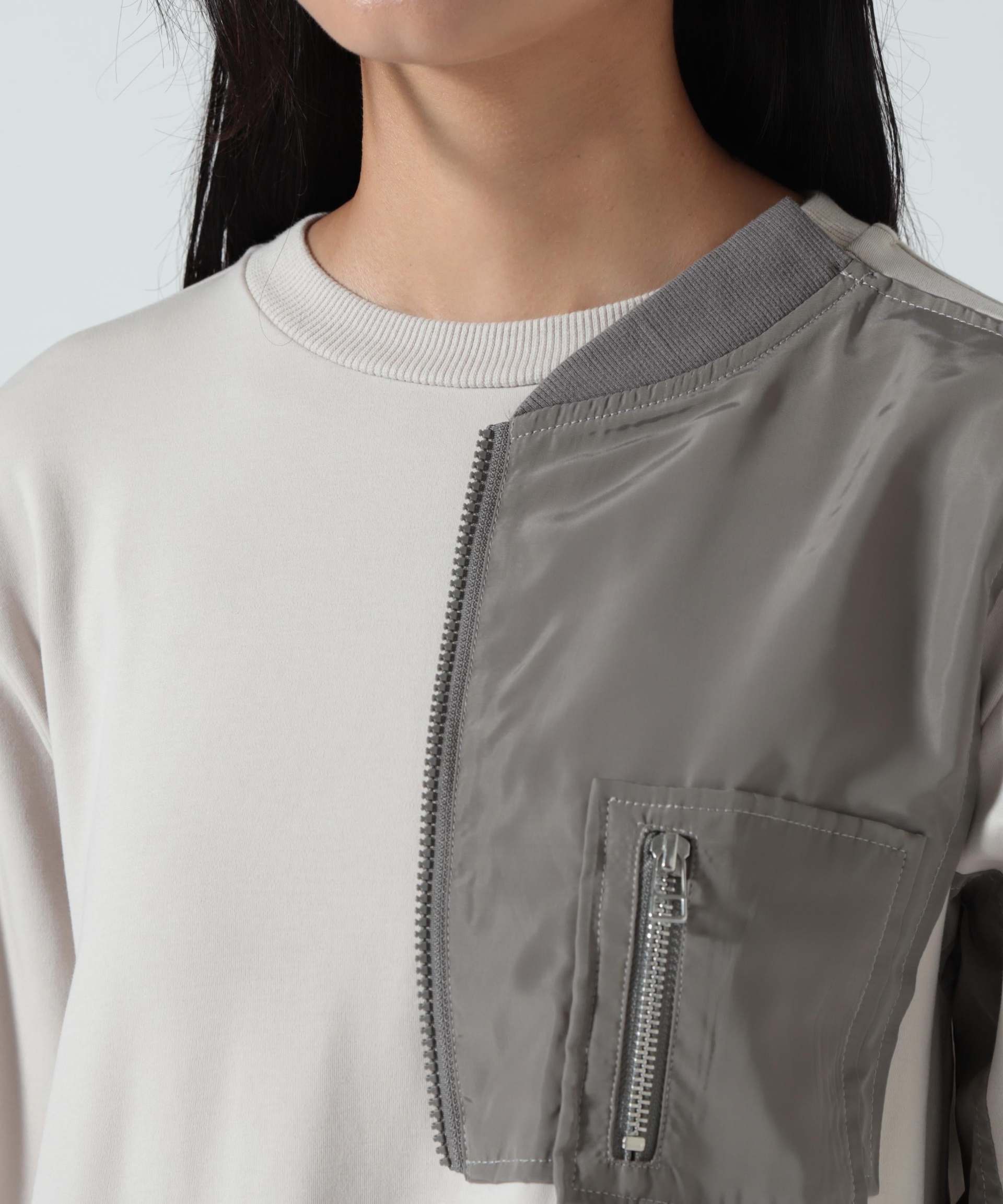 AULA AILA(アウラ アイラ)別注ミリタリーライクカットソーワンピース ライトグレー3