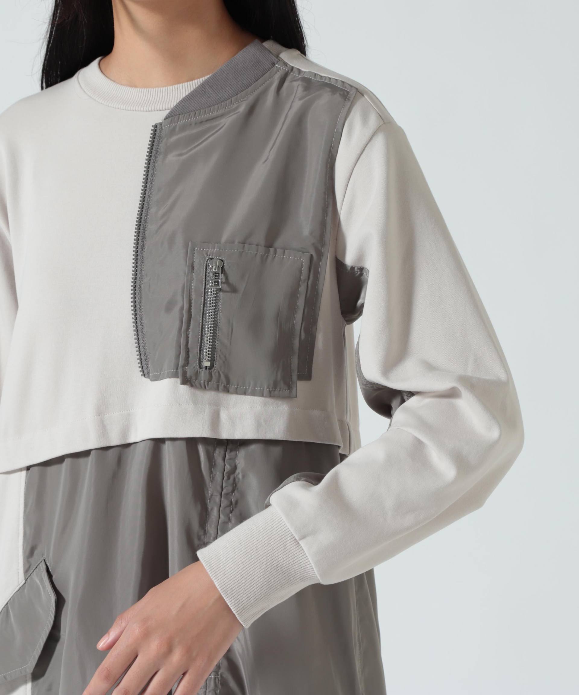 AULA AILA(アウラ アイラ)別注ミリタリーライクカットソーワンピース ライトグレー3