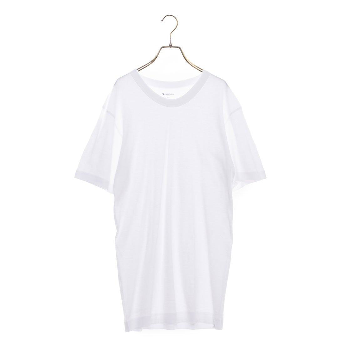 アクアスキュータム Aquascutum AQ半袖丸首シャツ/柔らか綿,ホワイト