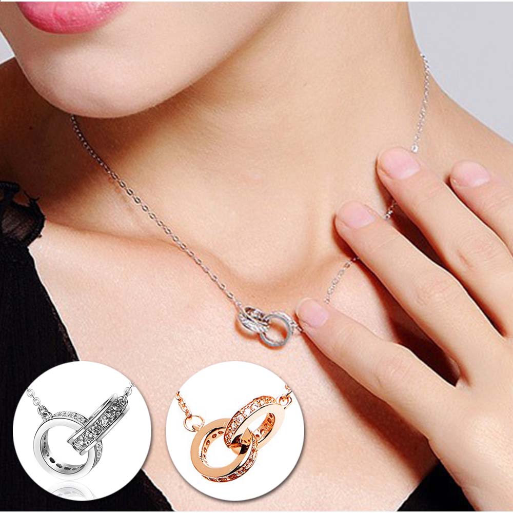 And Kawaii Necklace for Women, Chain, Shell Ring, Adult, Elegant, Feminine, Silver, Gold, Double Ring