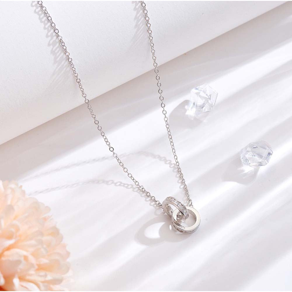 And Kawaii Necklace for Women, Chain, Shell Ring, Adult, Elegant, Feminine, Silver, Gold, Double Ring
