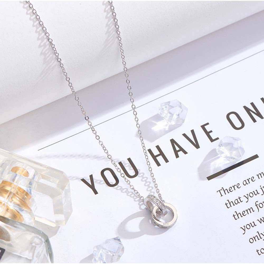 And Kawaii Necklace for Women, Chain, Shell Ring, Adult, Elegant, Feminine, Silver, Gold, Double Ring