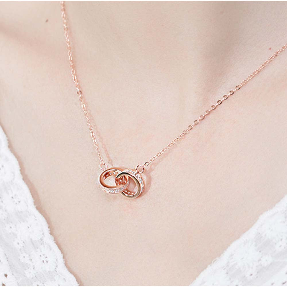 And Kawaii Necklace for Women, Chain, Shell Ring, Adult, Elegant, Feminine, Silver, Gold, Double Ring