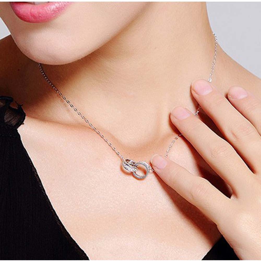 And Kawaii Necklace for Women, Chain, Shell Ring, Adult, Elegant, Feminine, Silver, Gold, Double Ring